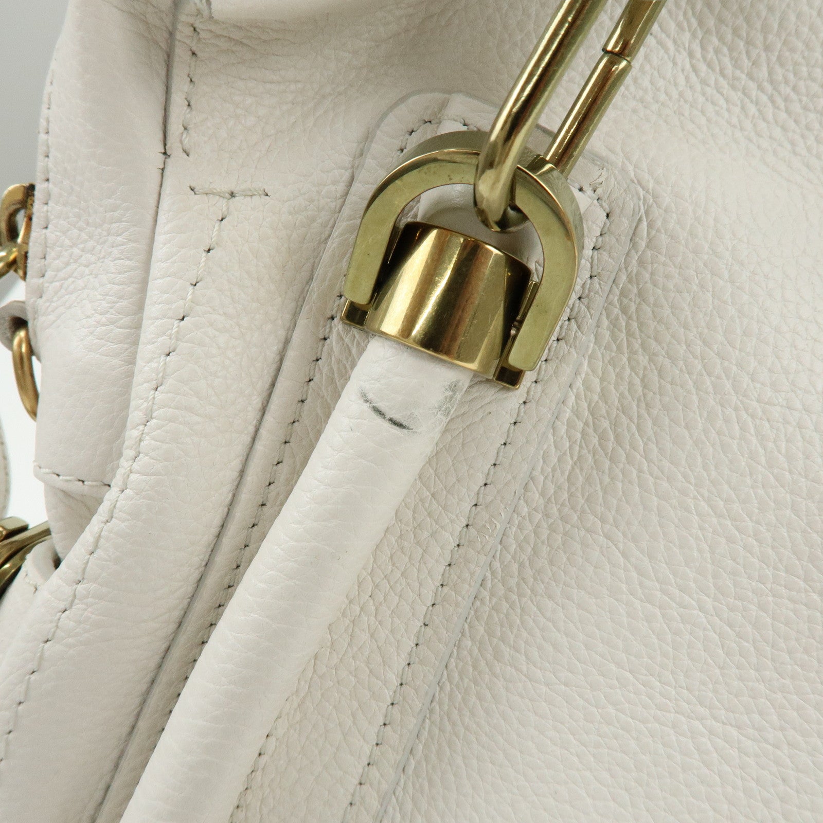 Chloe Paraty Leather 2Way Bag Hand Bag White