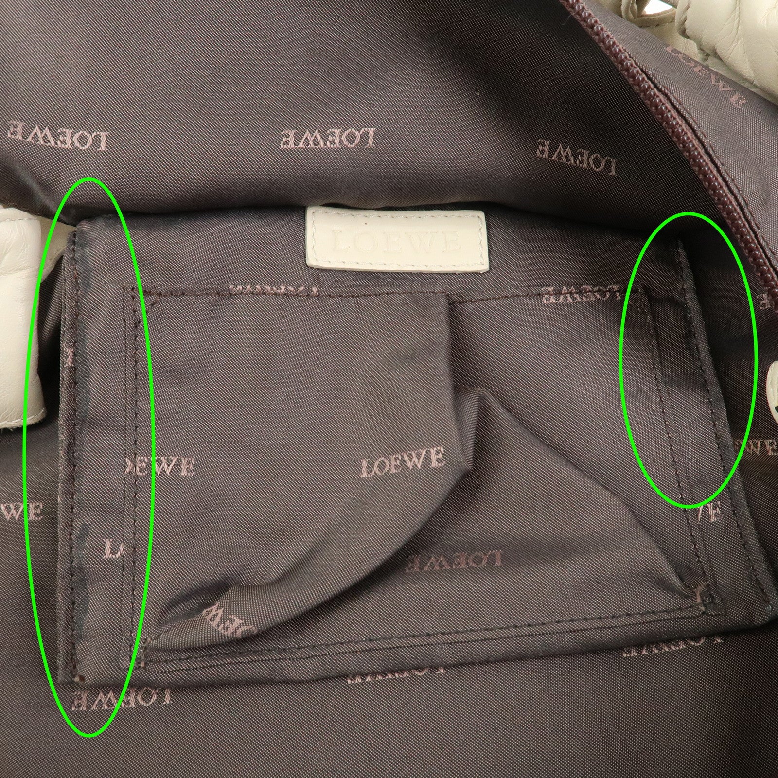 LOEWE Anagram Logo Nappa Aire Leather Hand Bag Ivory