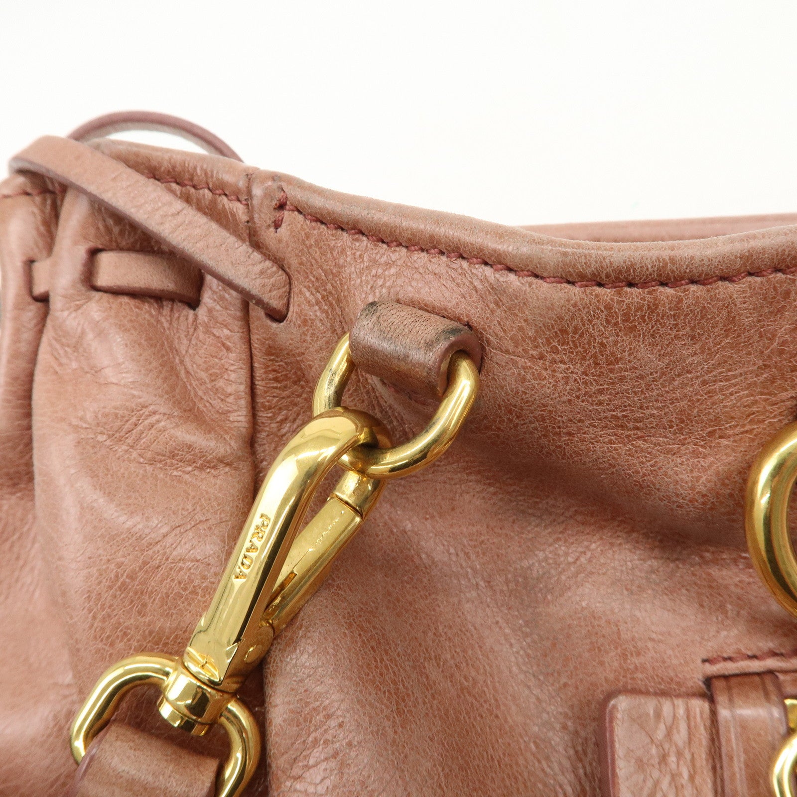 PRADA Triangle Logo Leather 2Way Shoulder Bag Hand Bag Pink BN1921