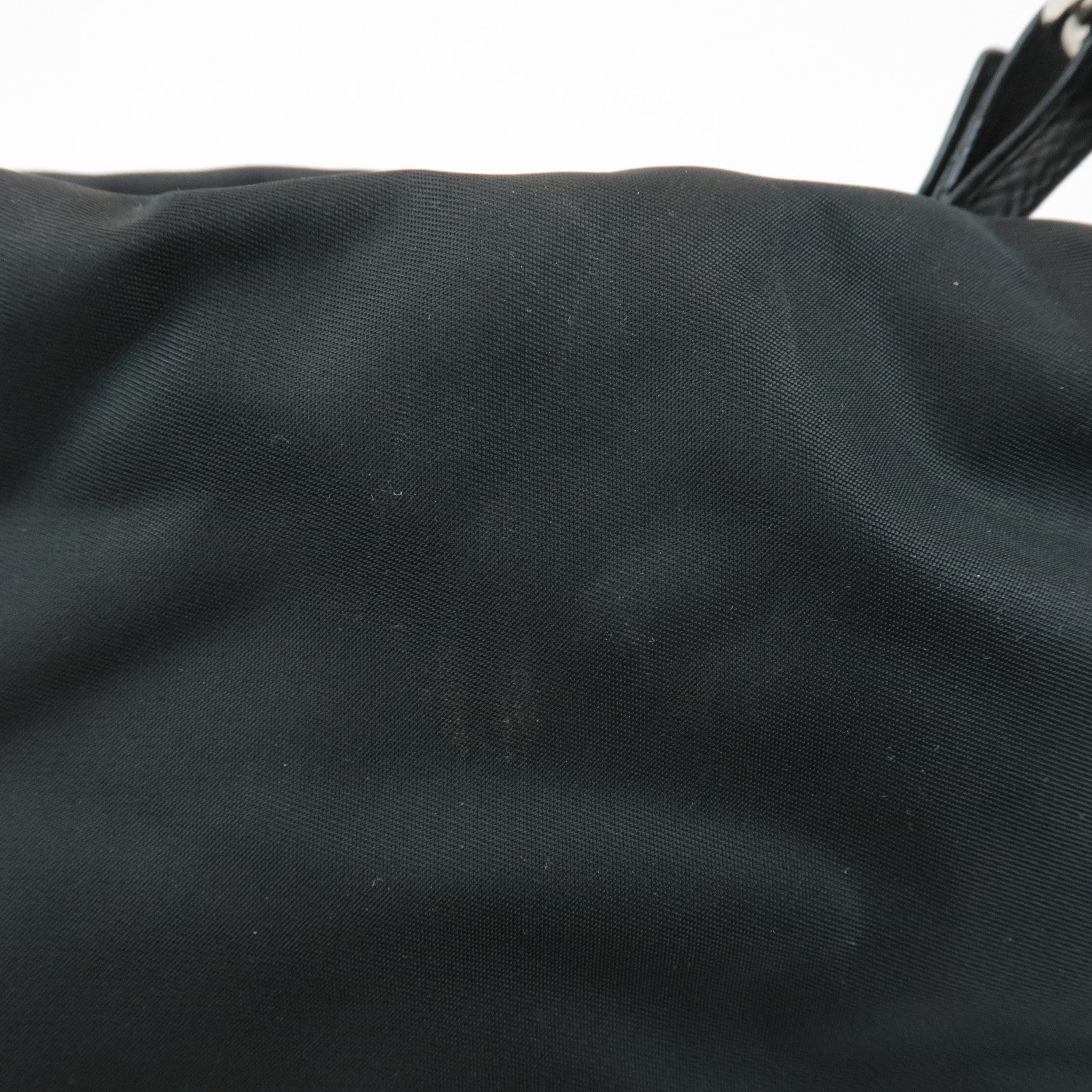 PRADA Triangle Logo Leather Nylon Shoulder Bag Black