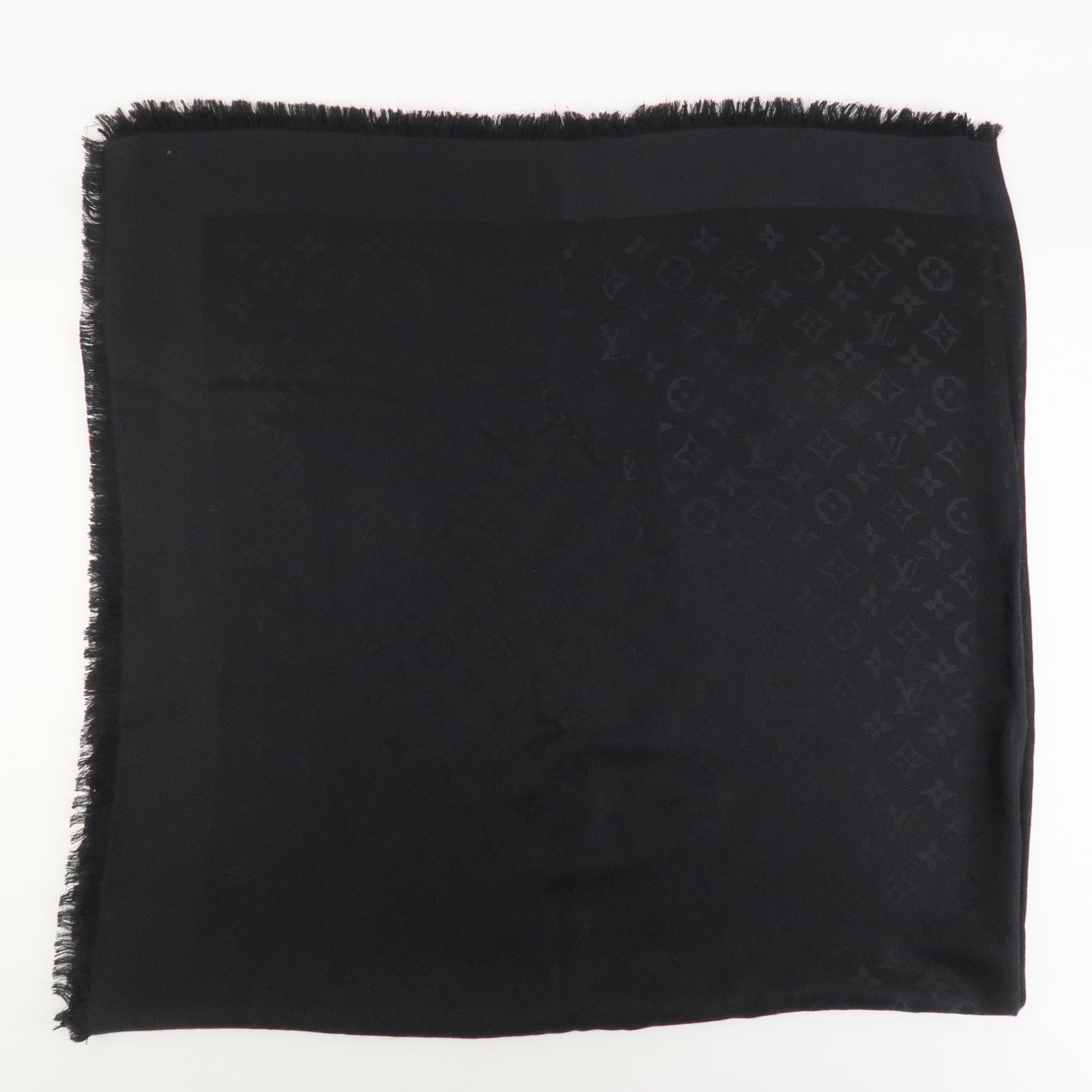 Louis Vuitton Monogram Silk Wool Shawl Anthracite Black M74752