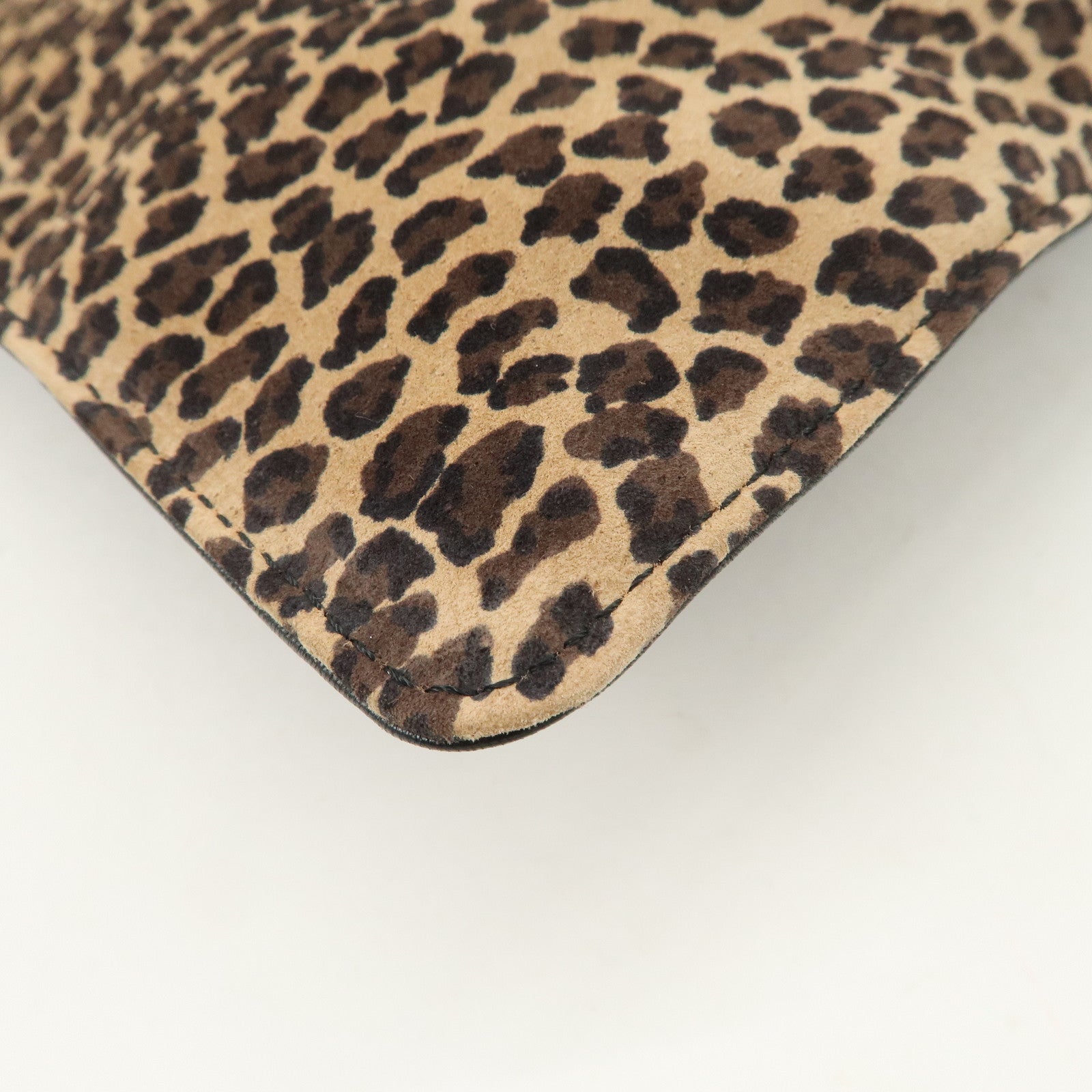 LOEWE Leather Tote Bag Hand Bag Leopard Brown Black Gold HDW Used