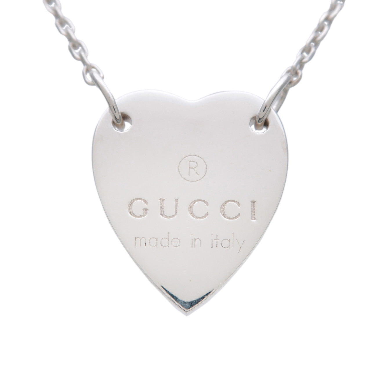 GUCCI Heart Plate Necklace SV925 Silver 223512