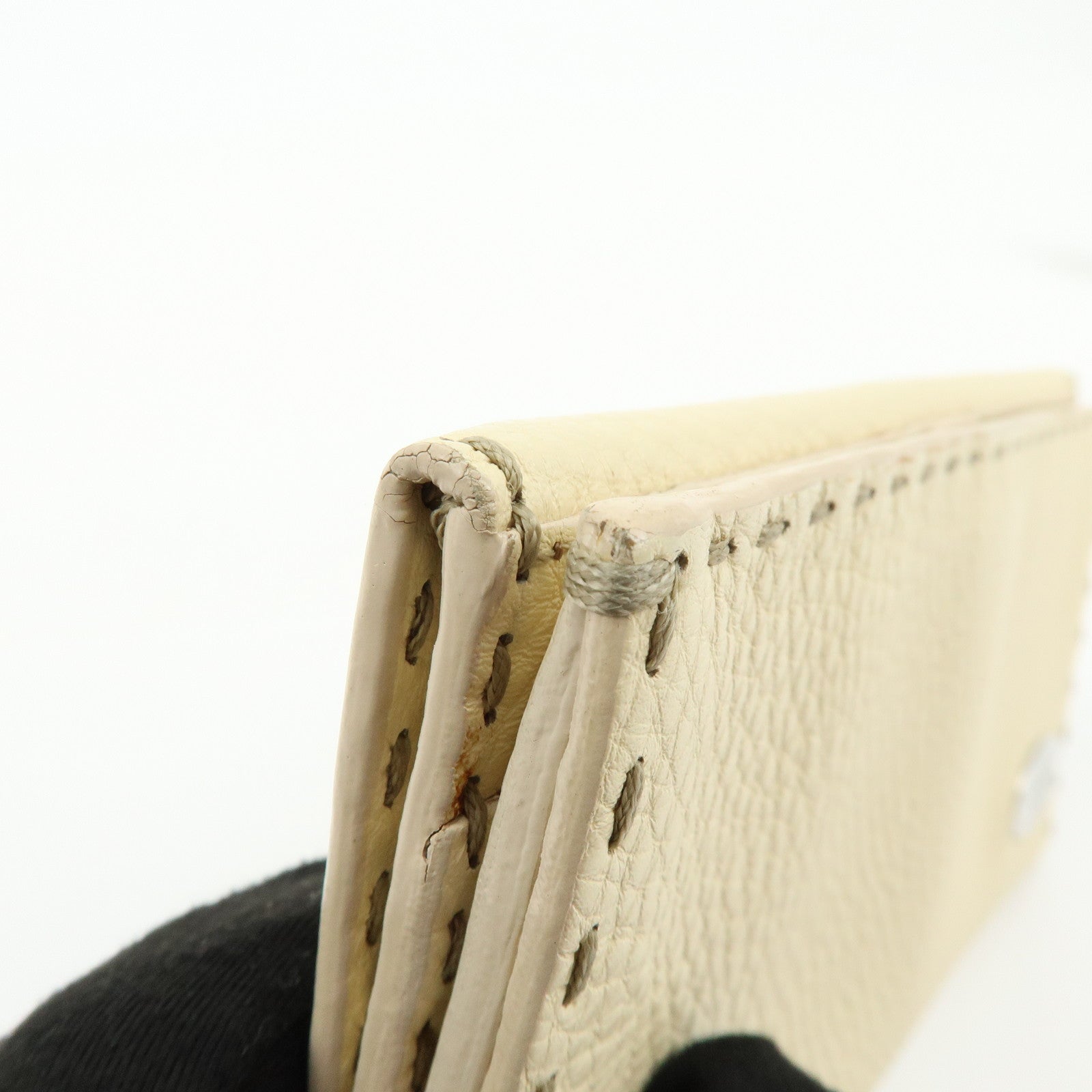 FENDI Selleria Calf Leather Long Wallet Ivory 8M0144