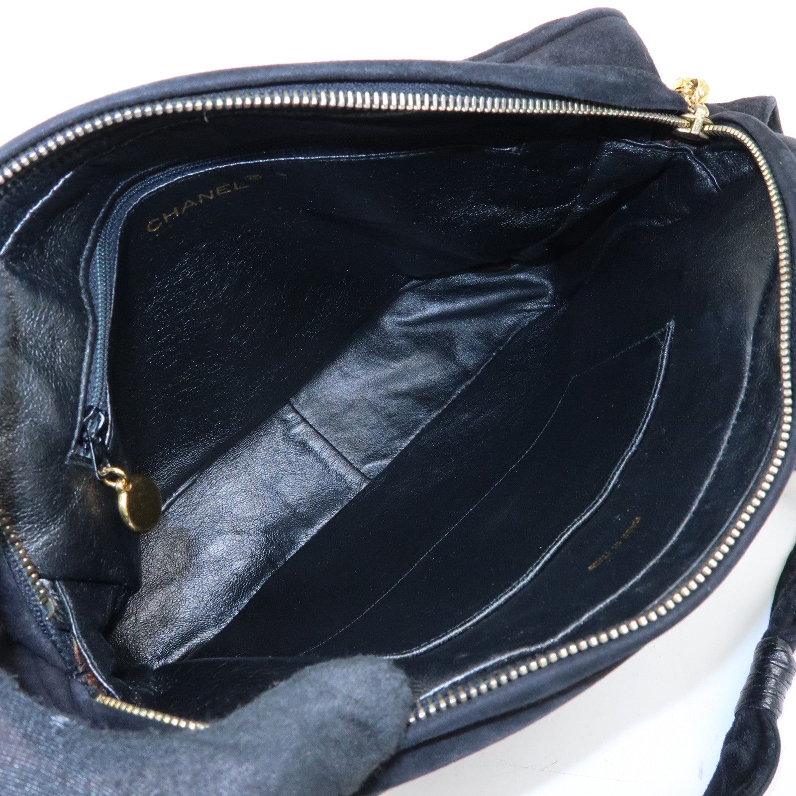 CHANEL Matelasse COCO Mark Suede Shoulder Crossbody Bag Black