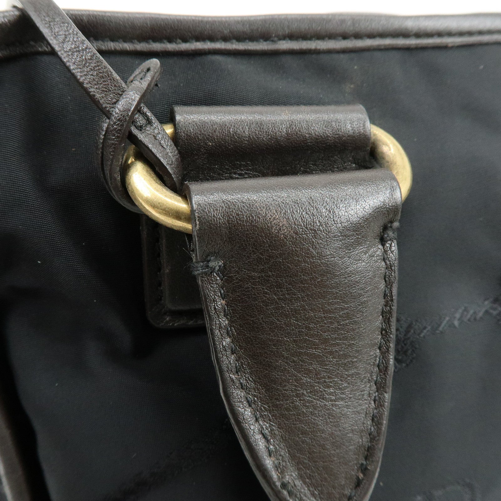 PRADA Triangle Logo Nylon Leather 2Way Hand Shoulder Bag Black