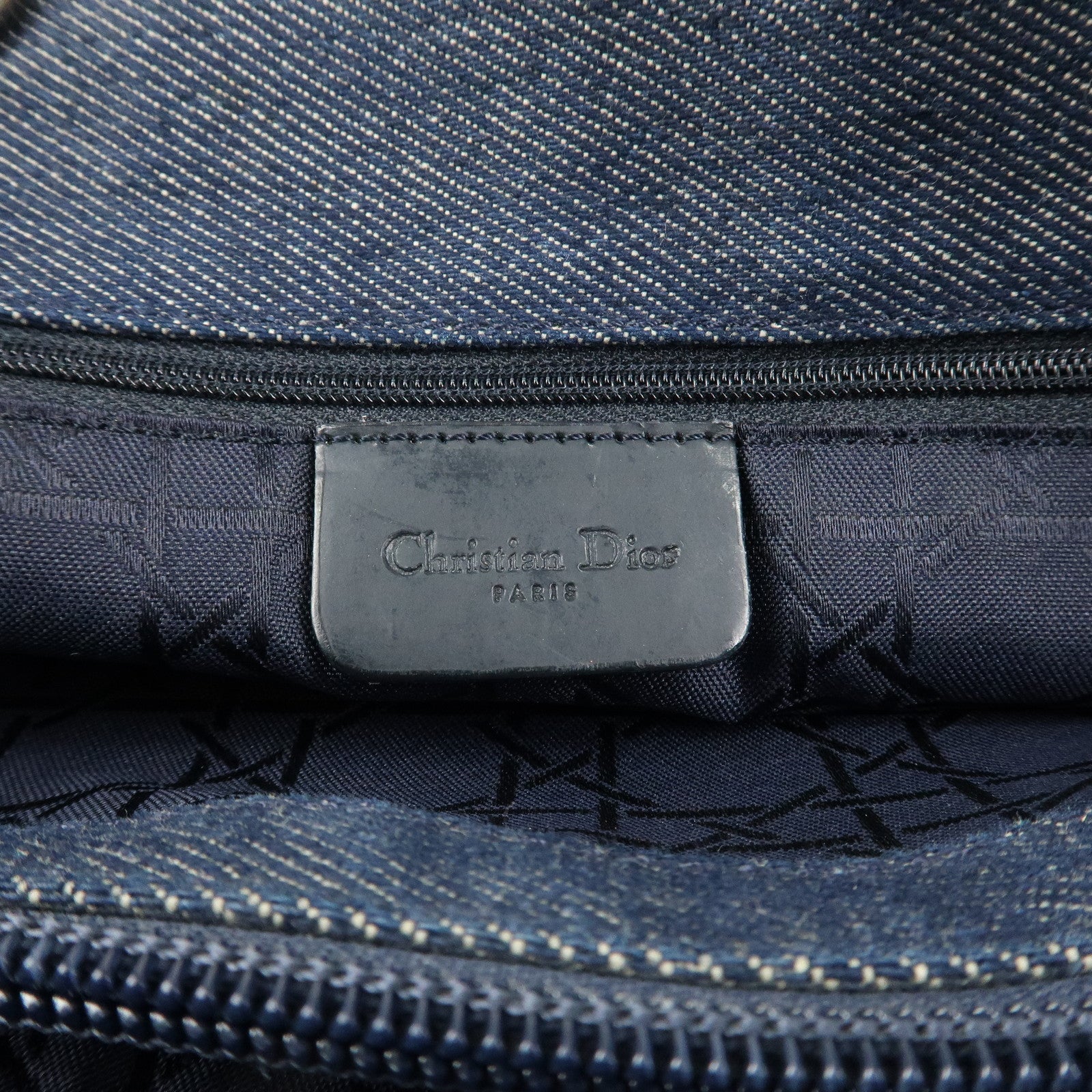 Christian Dior Cannage 2way Denim Tote Bag Navy Used