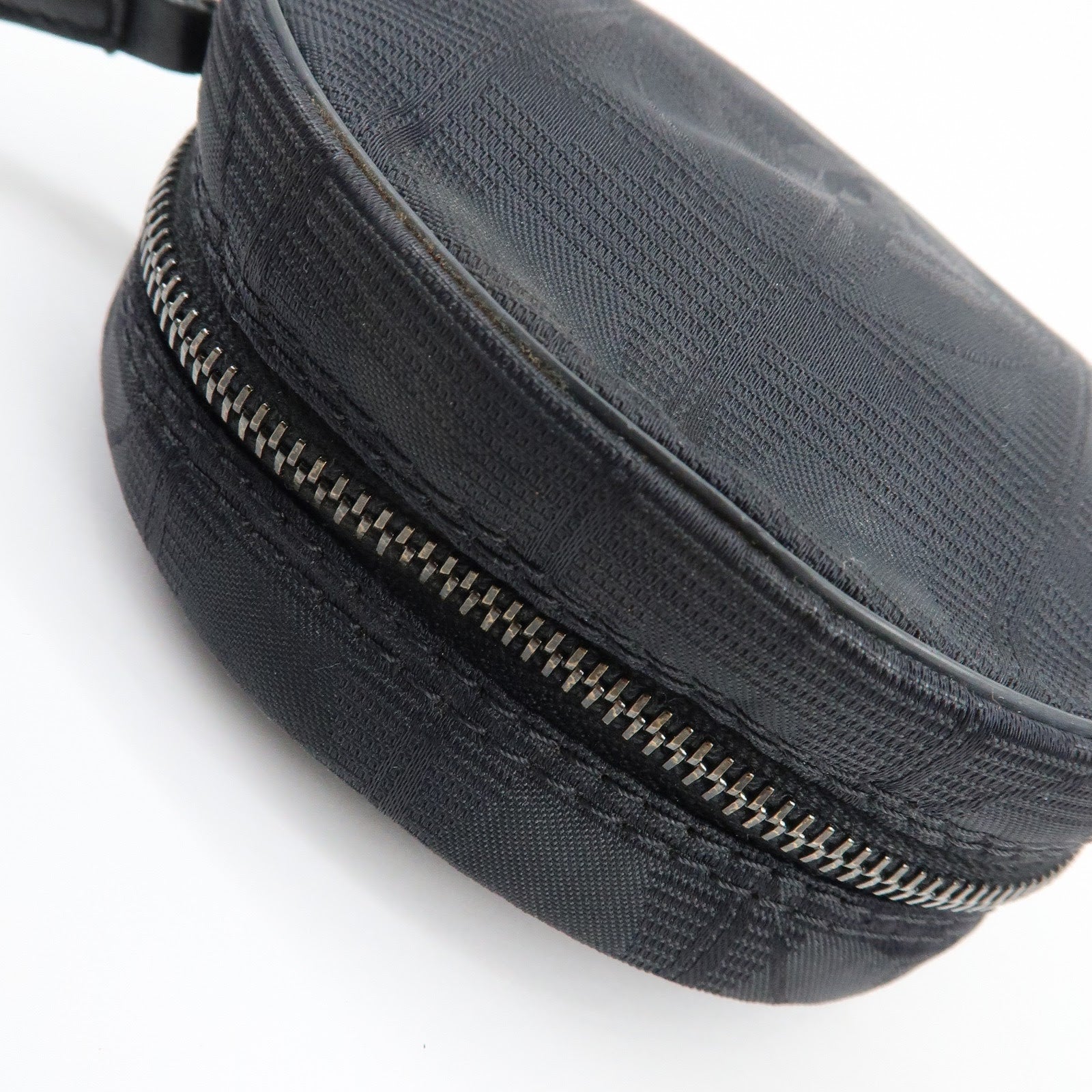 CHANEL New Travel Line Nylon Jacquard Leather Cosmetic Pouch Black