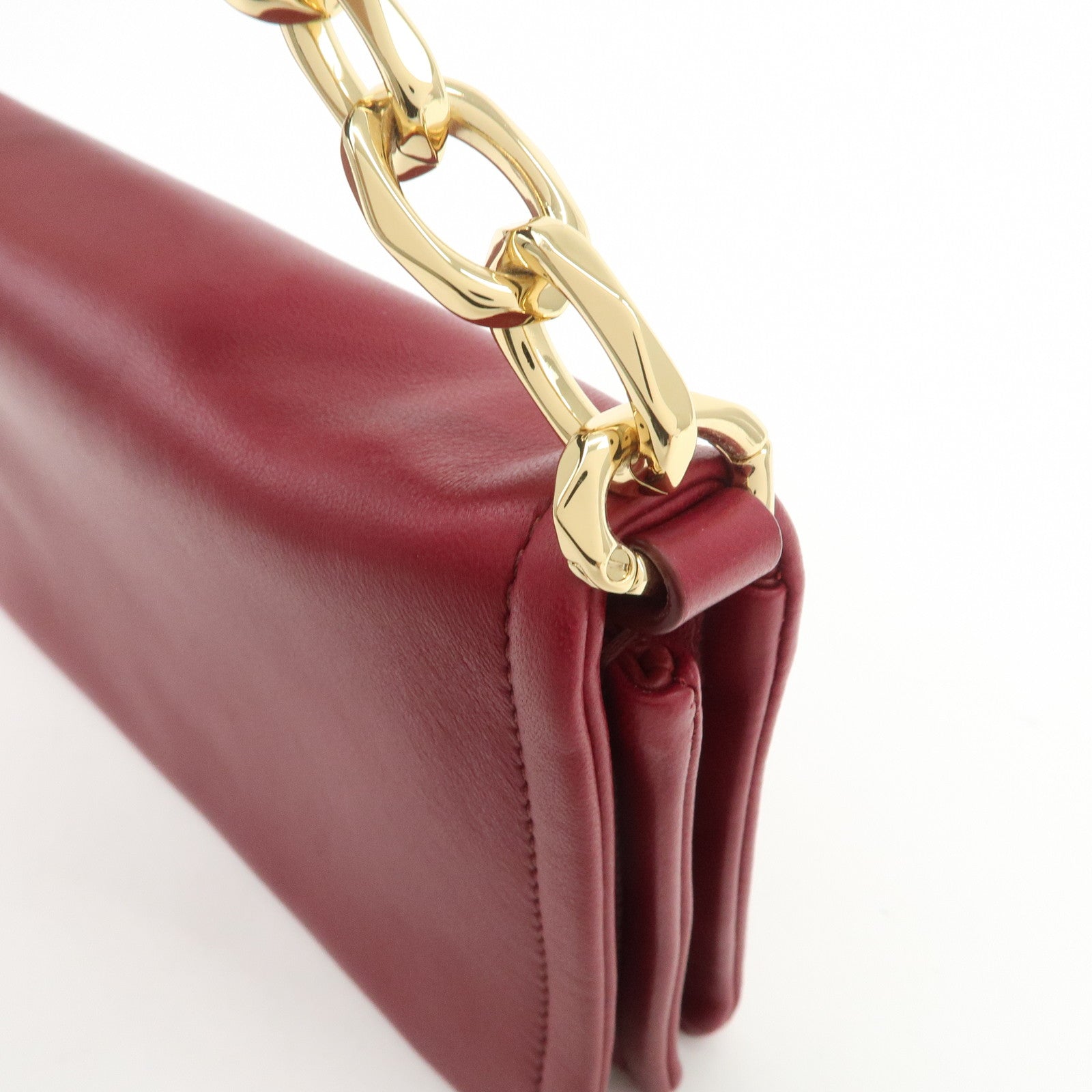 VALENTINO Leather 2Way Bag Shoulder Bag Hand Bag Wine Red