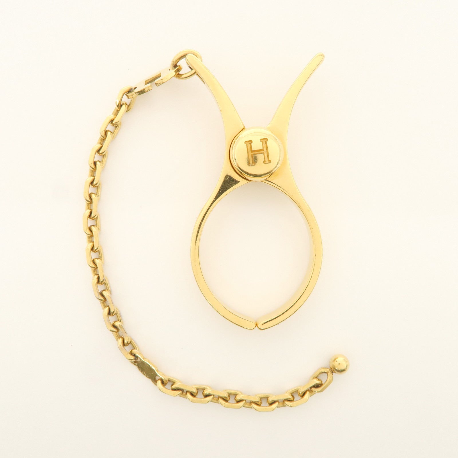 HERMES Metal H Logo Filou Glove Clip Glove Holder Gold