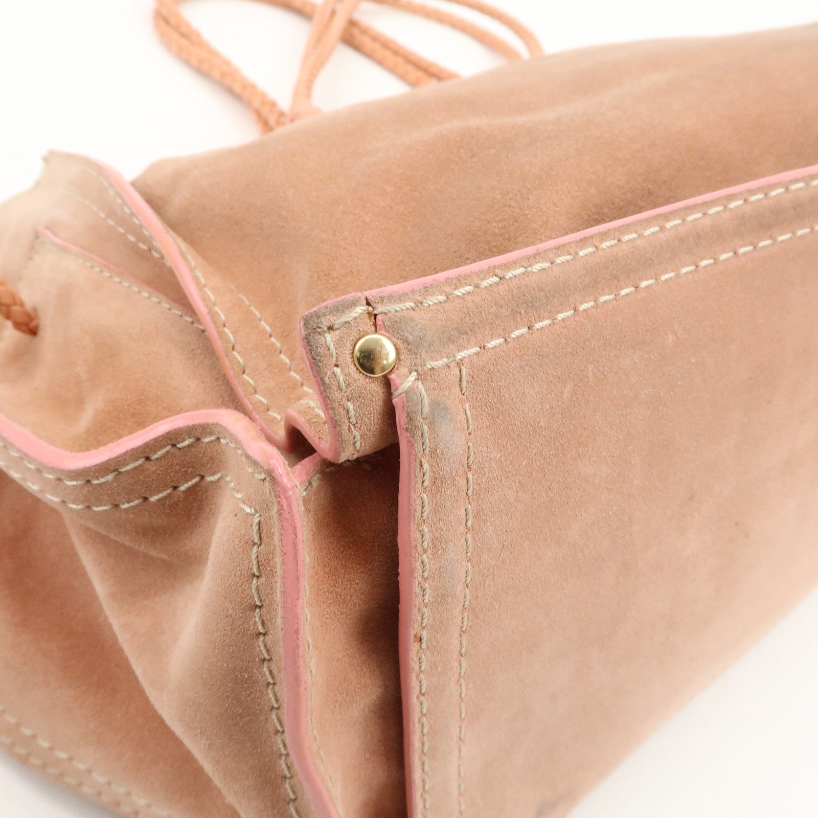 LOEWE Logo Suede Leather Tote Bag Shoulder Bag Pink