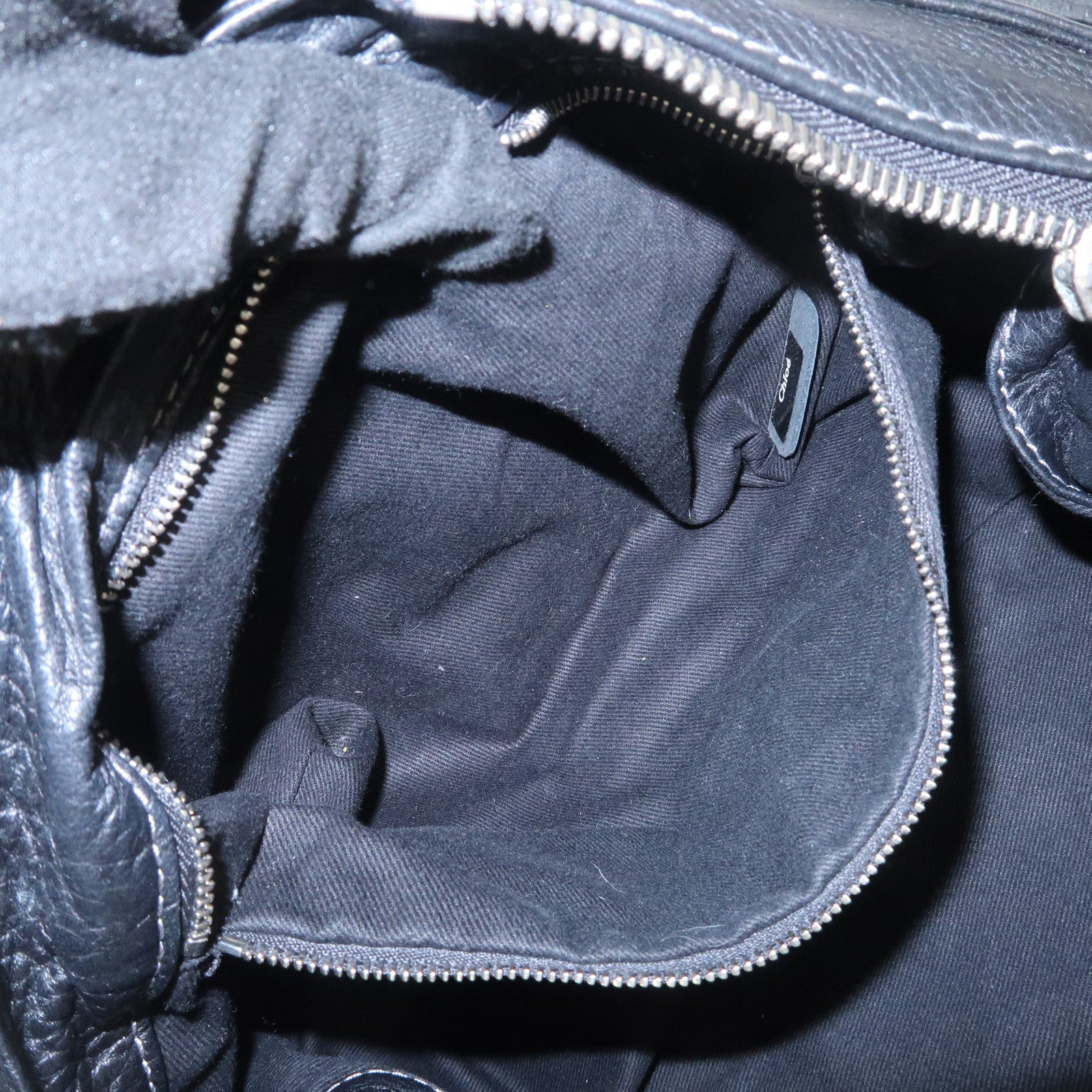 Chloe Paddington Leather Hand Bag Shoulder Bag Black Gold