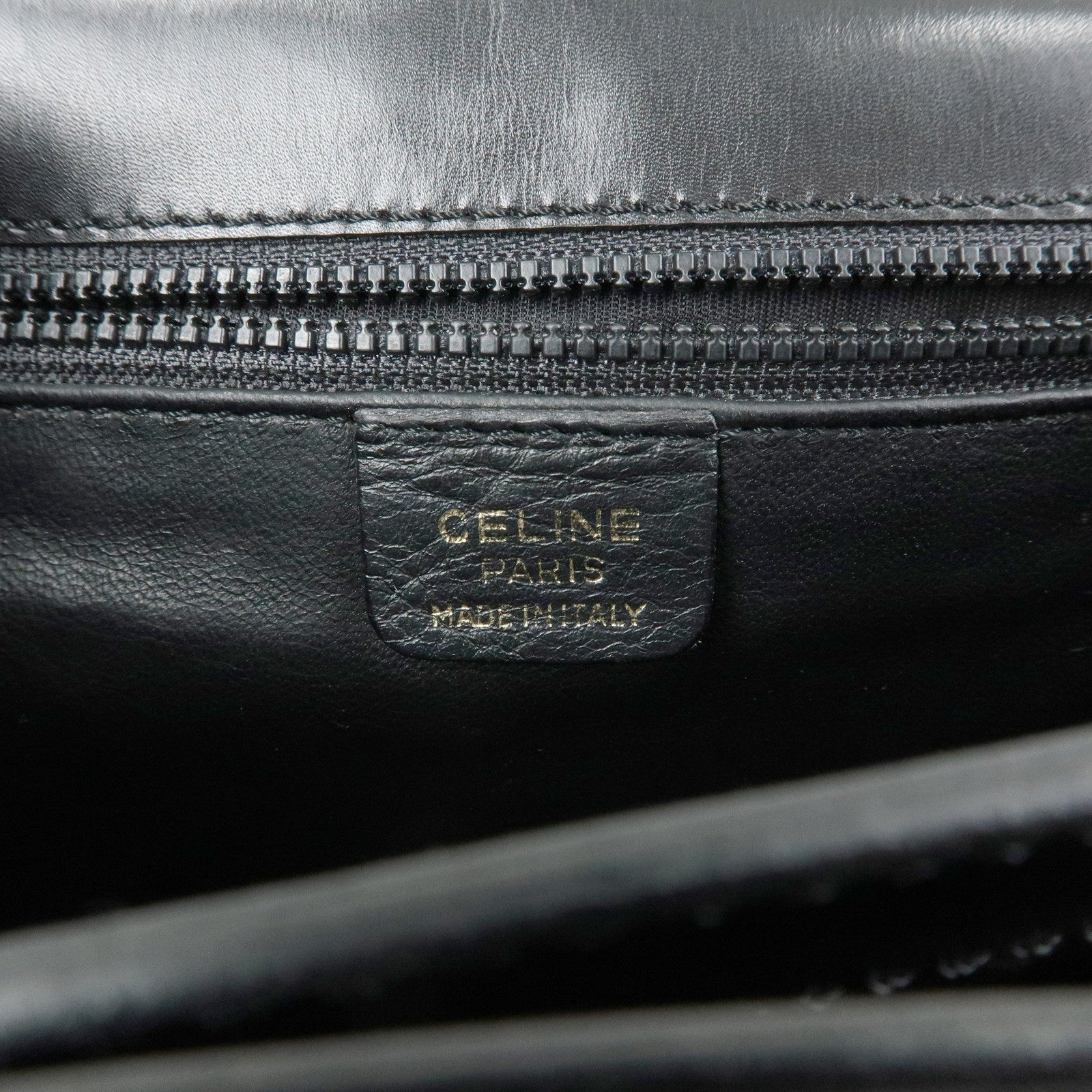 CELINE Leather Shoulder Bag Crossbody Bag Black