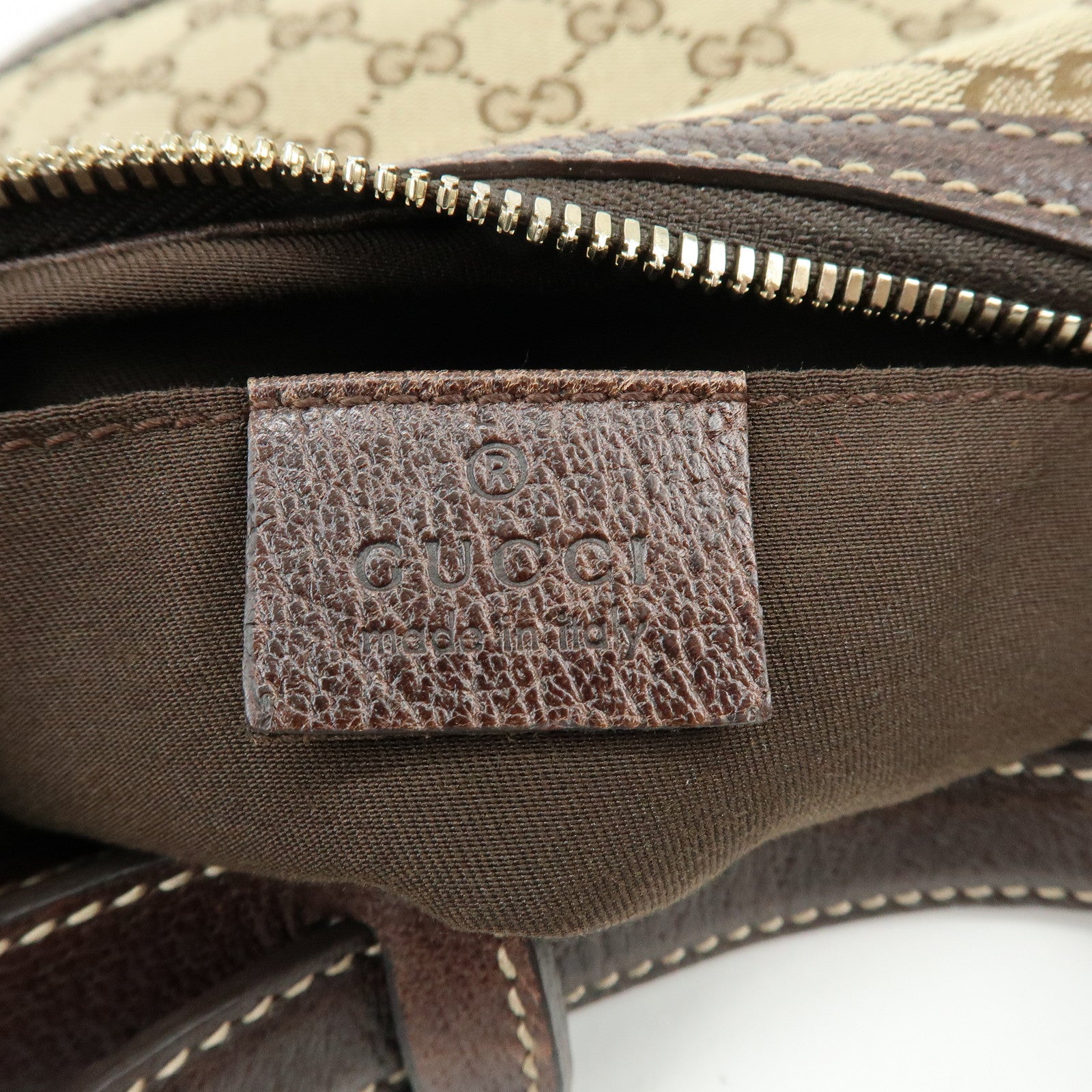 GUCCI Sherry GG Canvas Leather Shoulder Bag Beige Brown 162895