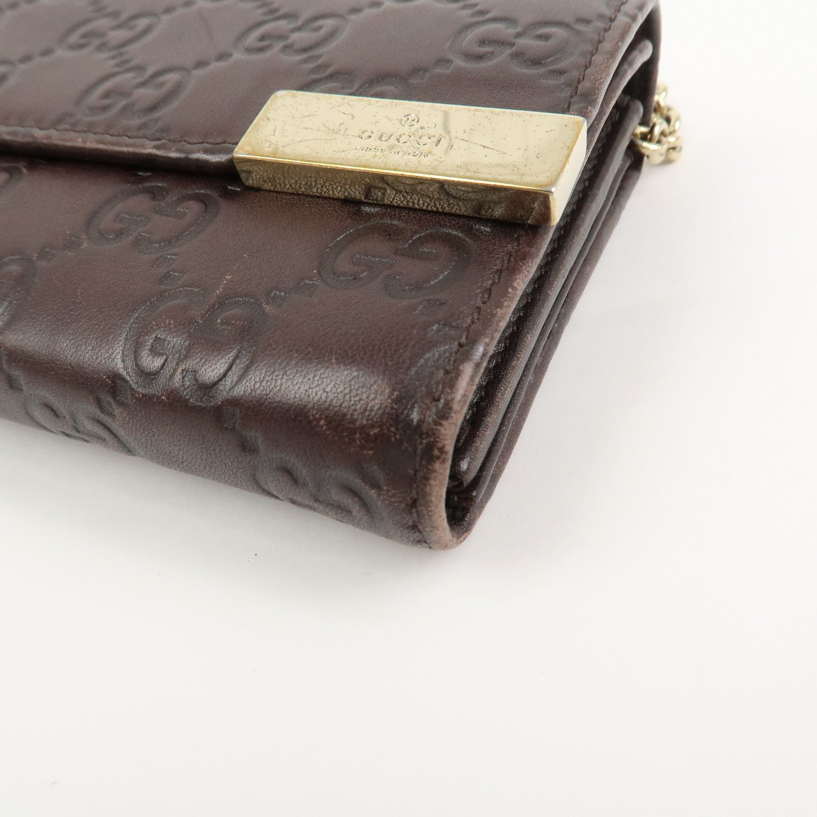 GUCCI Guccissima Leather Chain Strap Long Wallet Hand Bag 269541