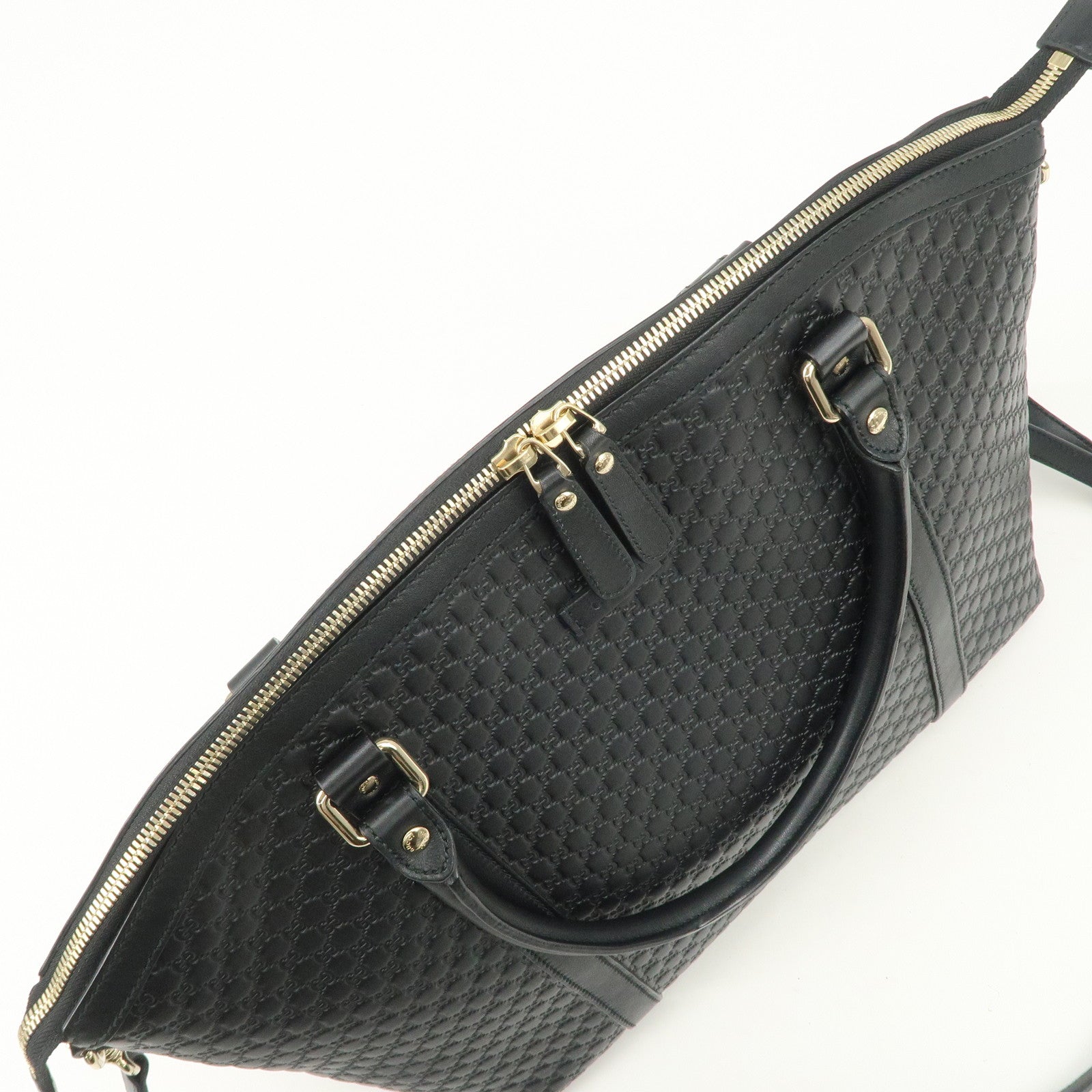 GUCCI Micro Guccissima Leather 2Way Bag Shoulder Bag Black 449658 Used