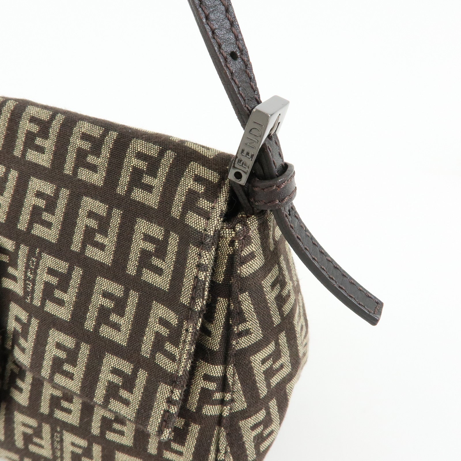 FENDI Mini Mamma Baguette Zucchino Canvas Shoulder Bag 8BR180