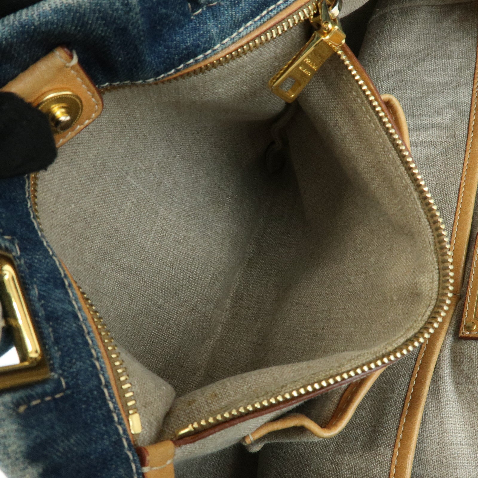 PRADA Triangle Logo Denim 2Way Bag Hand Shoulder Bag Blue BN2069