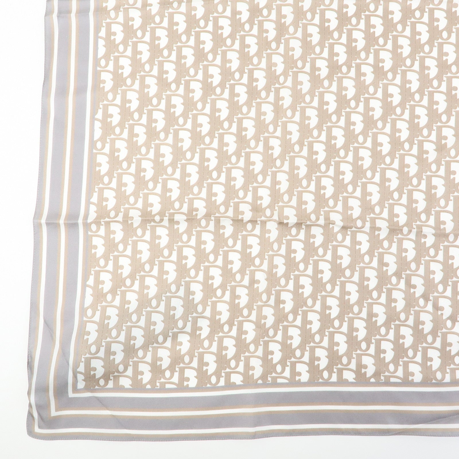 Christian Dior Trotter Silk100 % Scarf Beige Gray