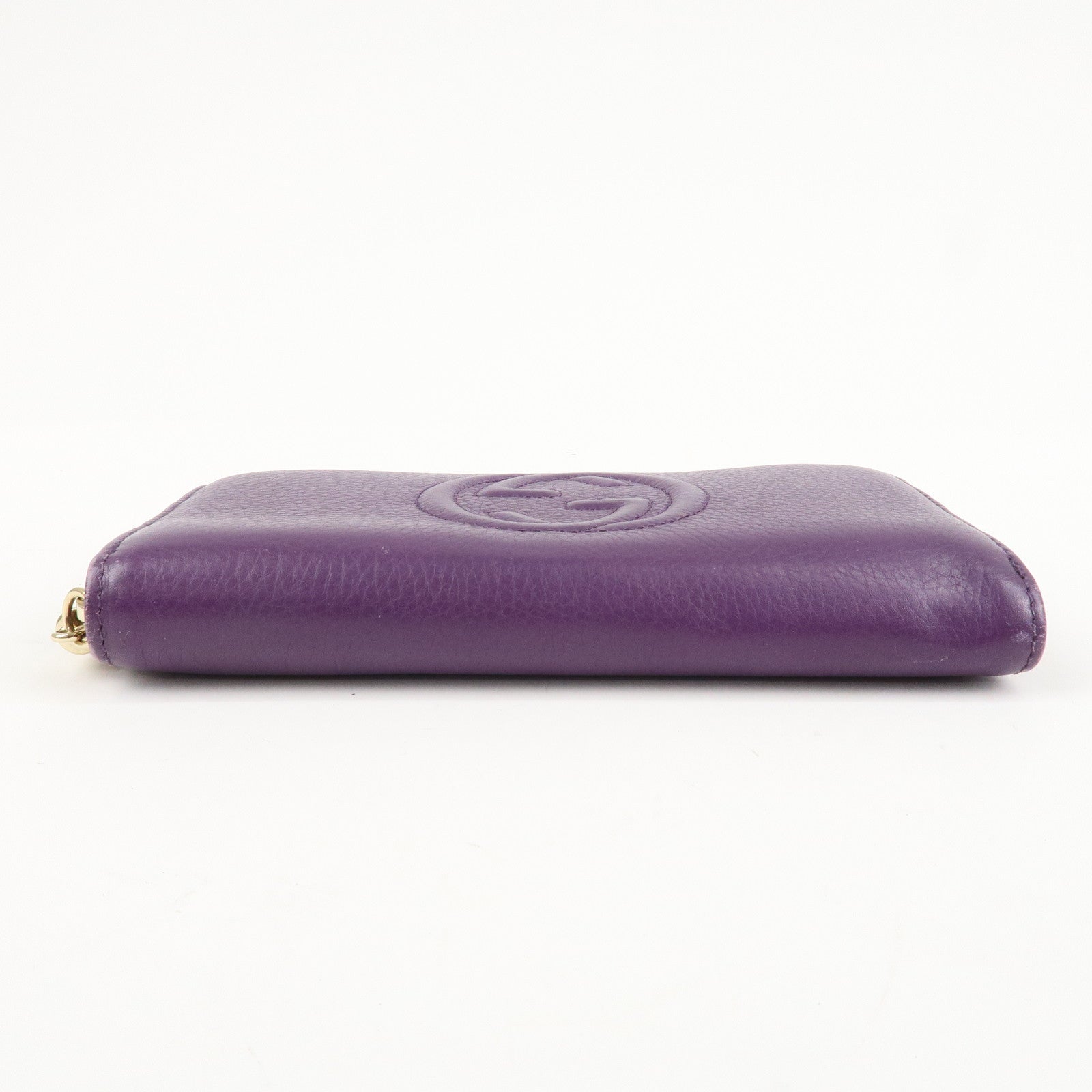 GUCCI SOHO Leather Zip Around Long Wallet Purple Used