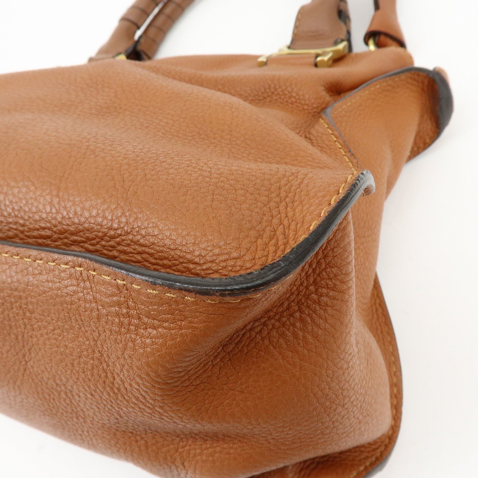 Chloe Marcie Leather Tote Bag Hand Bag Shoulder Bag Brown