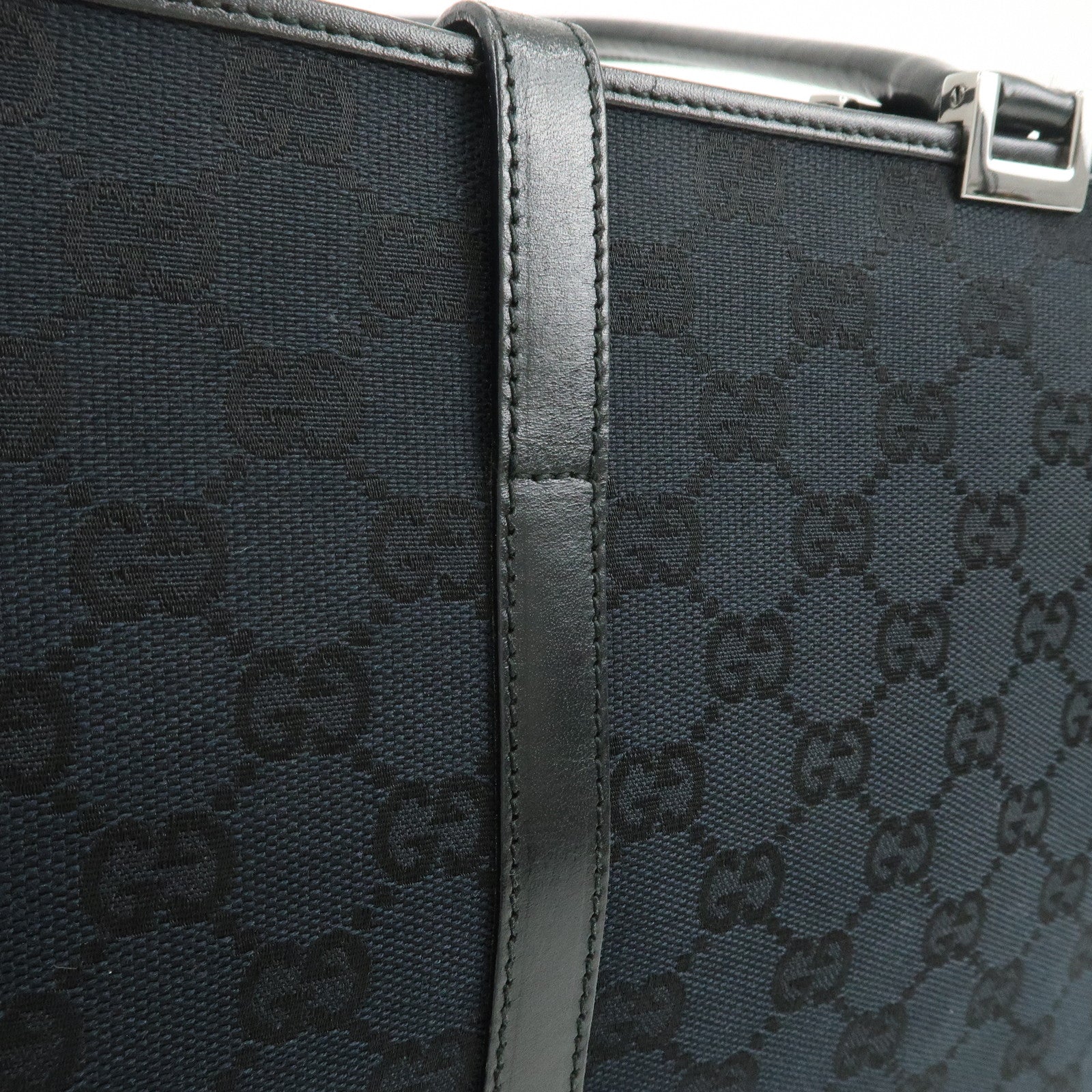 GUCCI Jackie GG Monogram Canvas Leather Shoulder Bag Black 002・1073