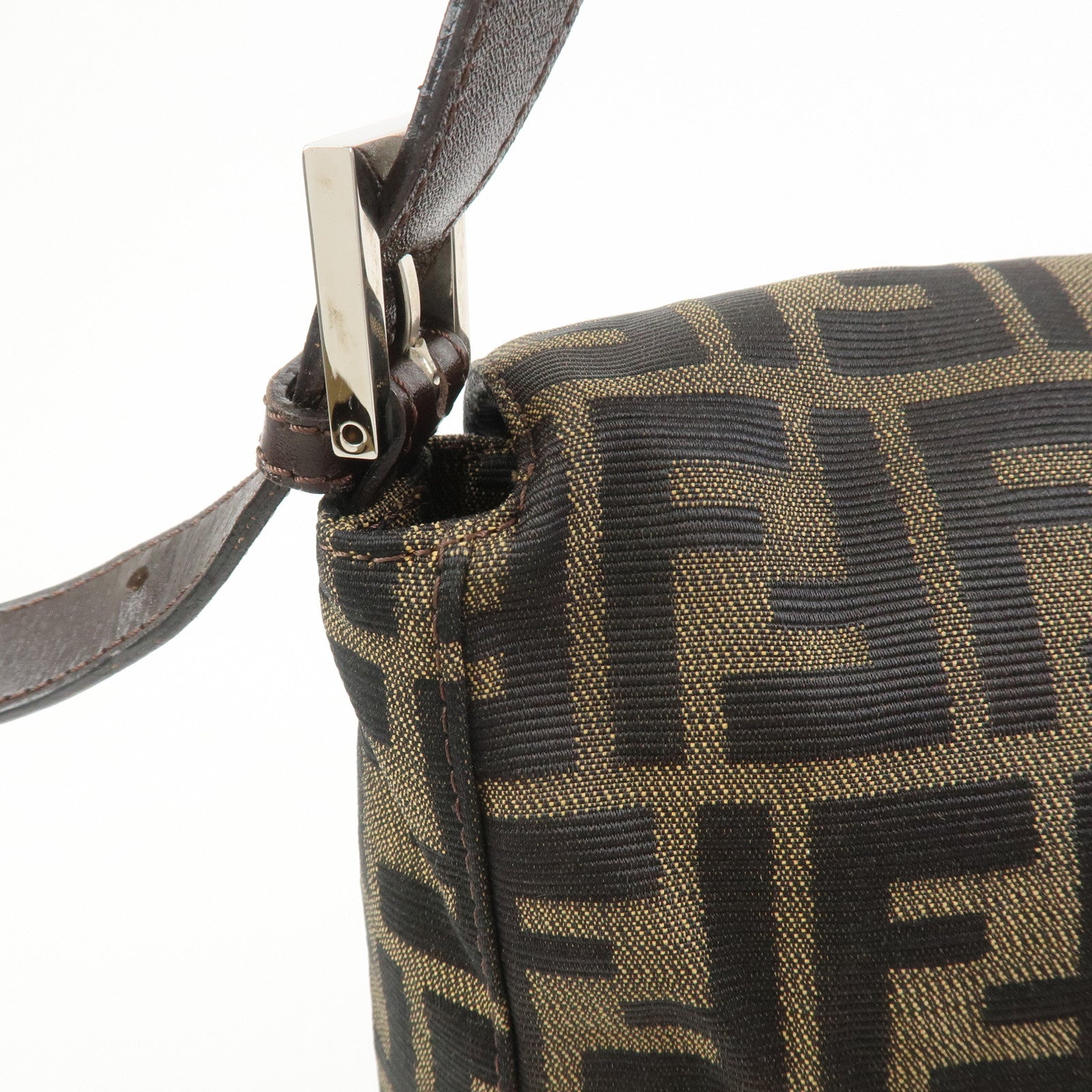 FENDI Zucca Canvas Leather Shoulder Bag Crossbody Bag Brown 26695