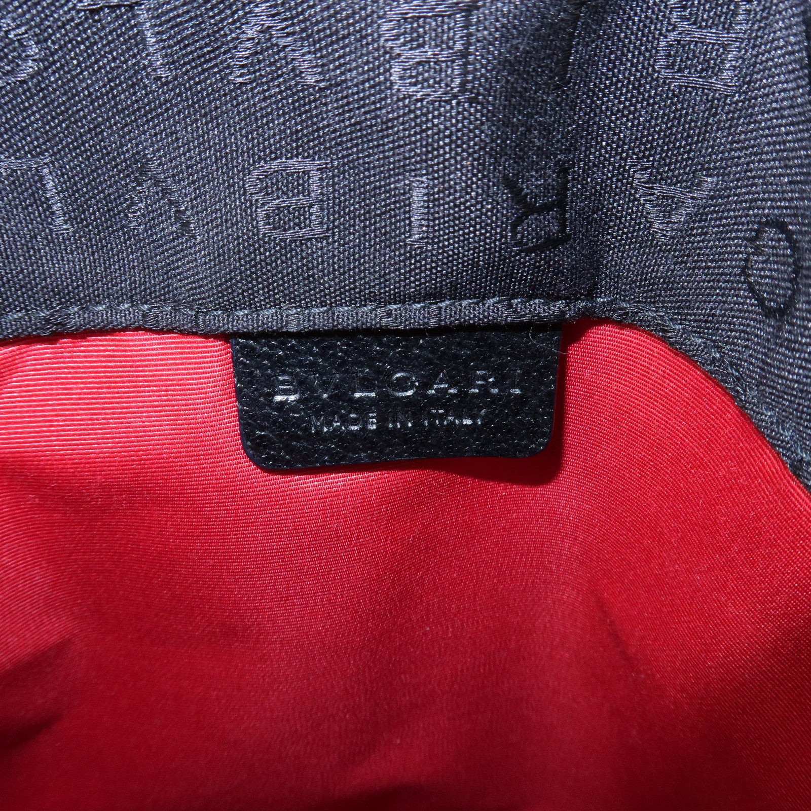 BVLGARI Logo Mania Canvas Leather Tote Bag Hand Bag Black Silver HDW Used