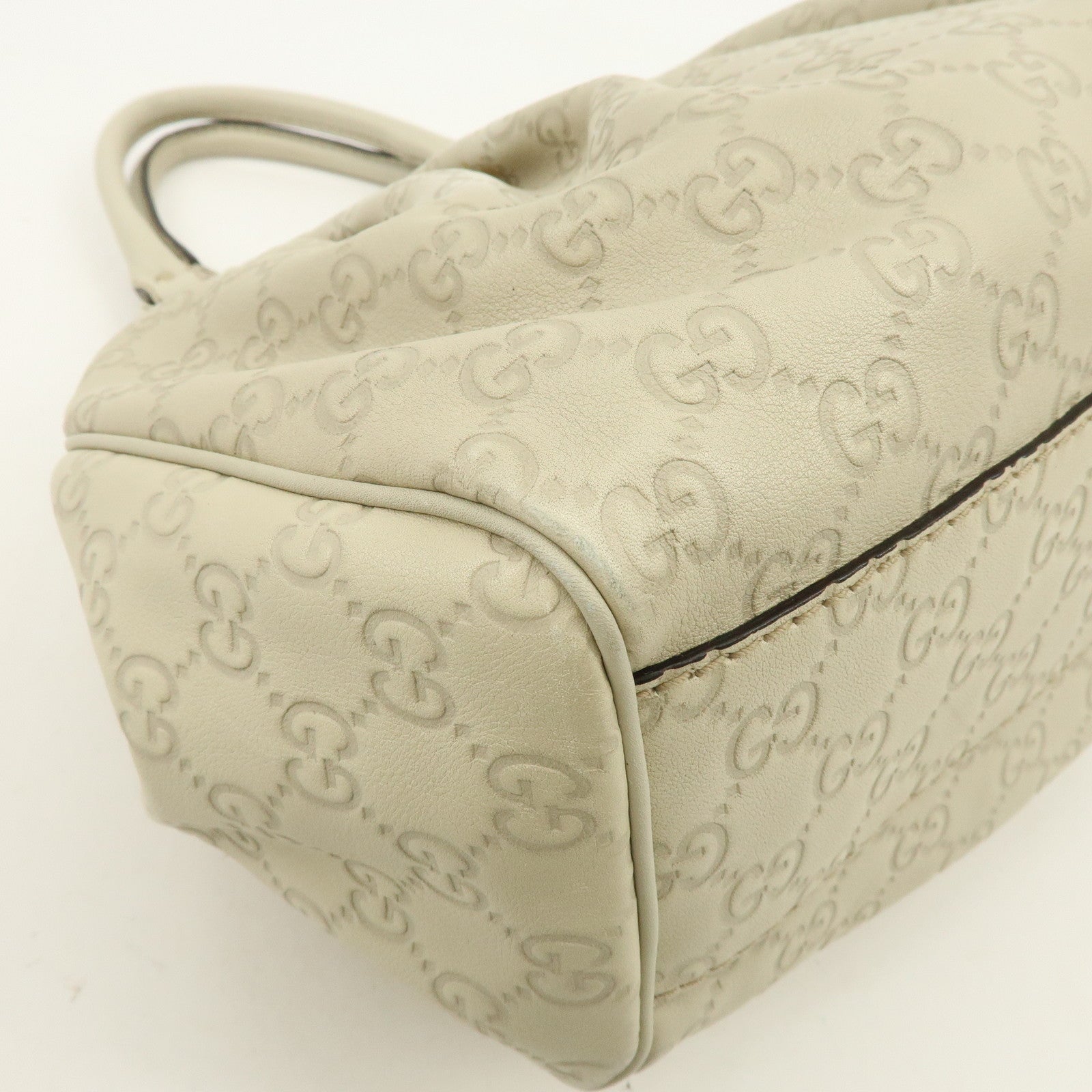 GUCCI Sukey Guccissima Leather Tote Bag Hand Bag White 211944