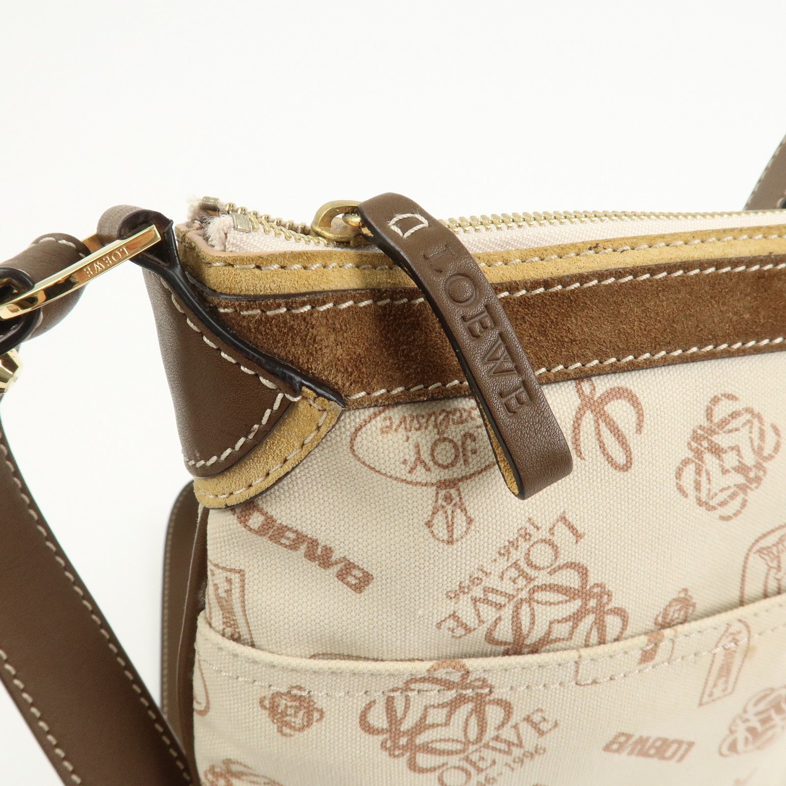 LOEWE Anagram Canvas Suede Leather Shoulder Bag 160th Anniversary