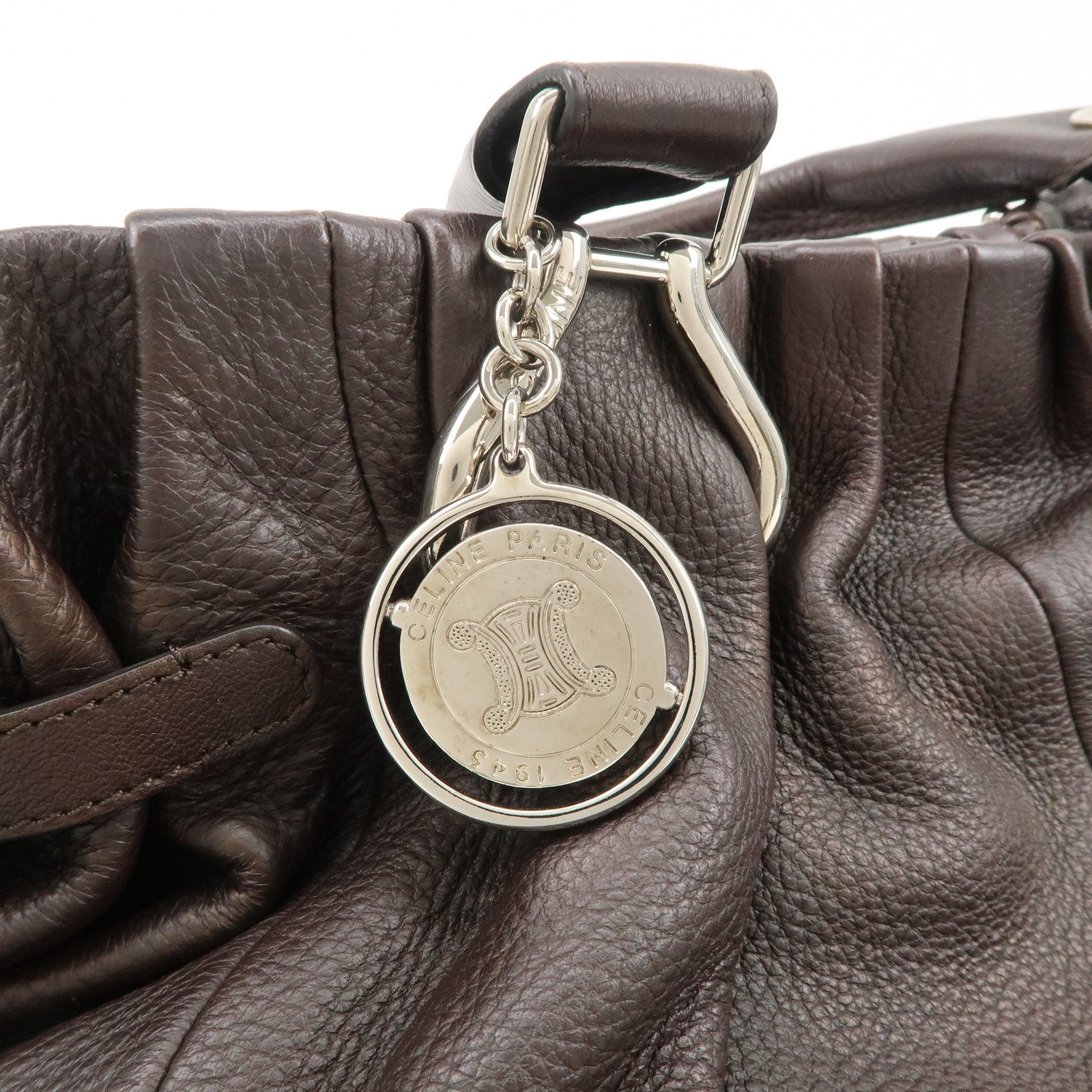 CELINE Macadam Pillow Small Leather 2Way Bag Dark Brown