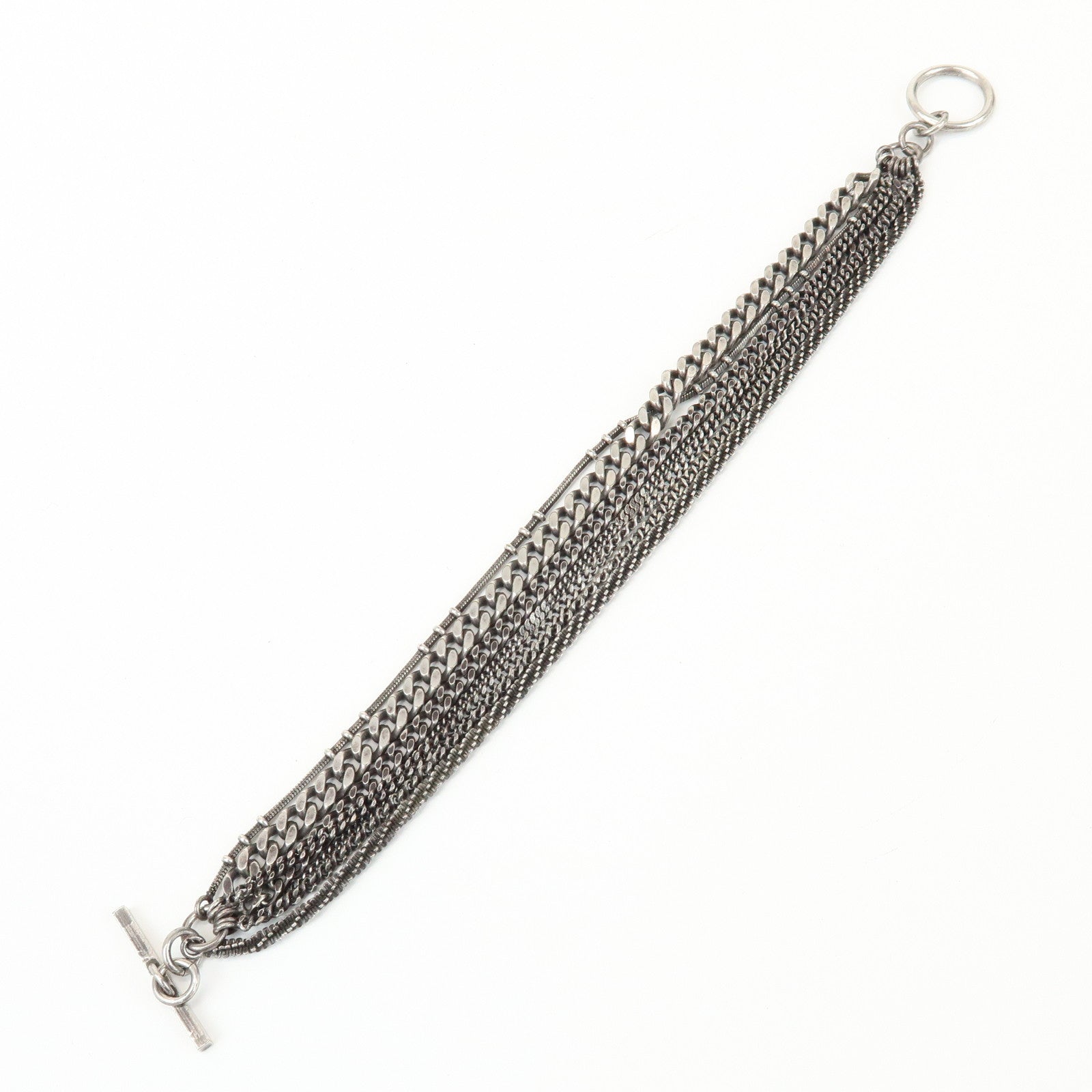 SAINT LAURENT Metal Chain Bracelet Silver