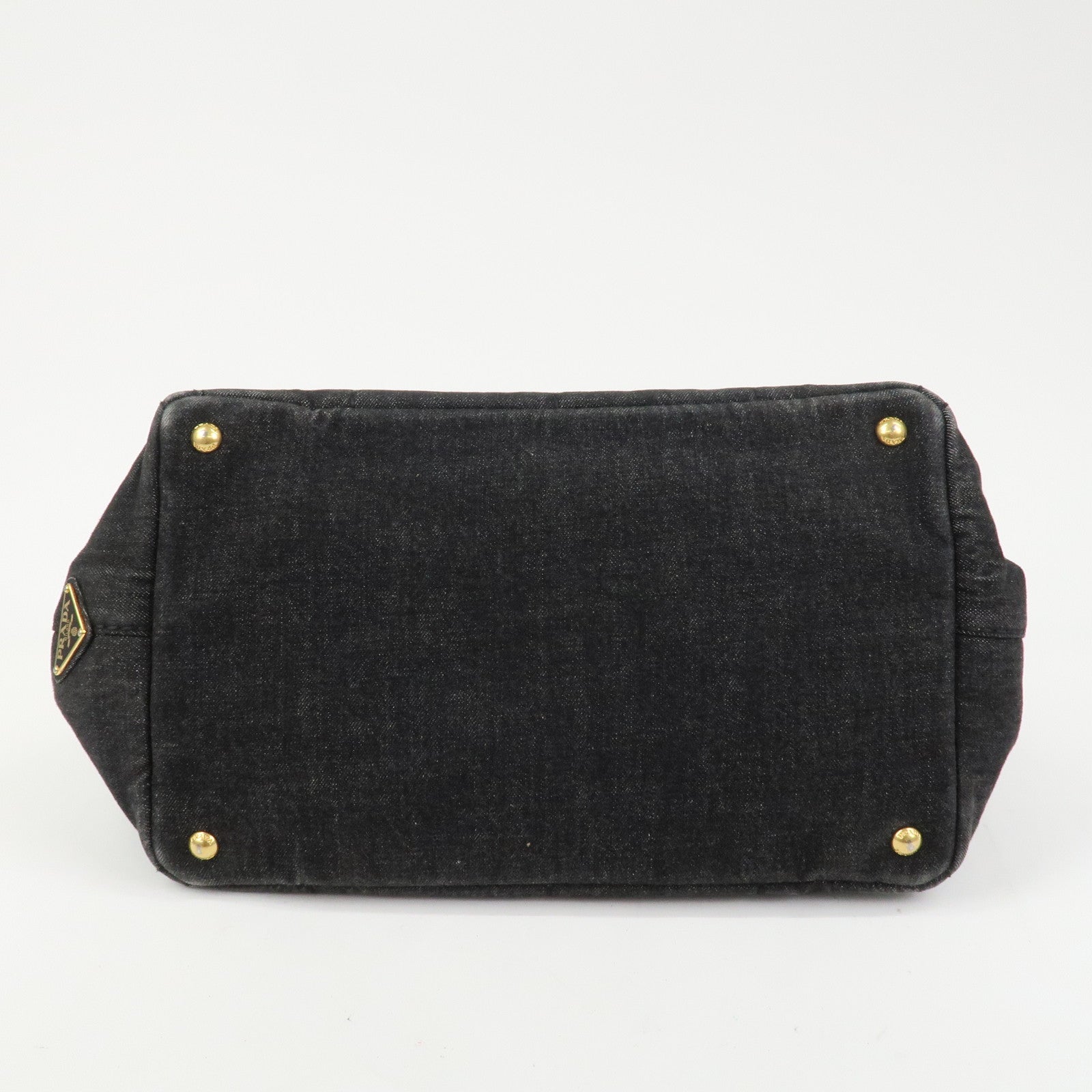 PRADA Canapa Denim 2Way Bag Hand Bag Shoulder Bag Black 1BG642