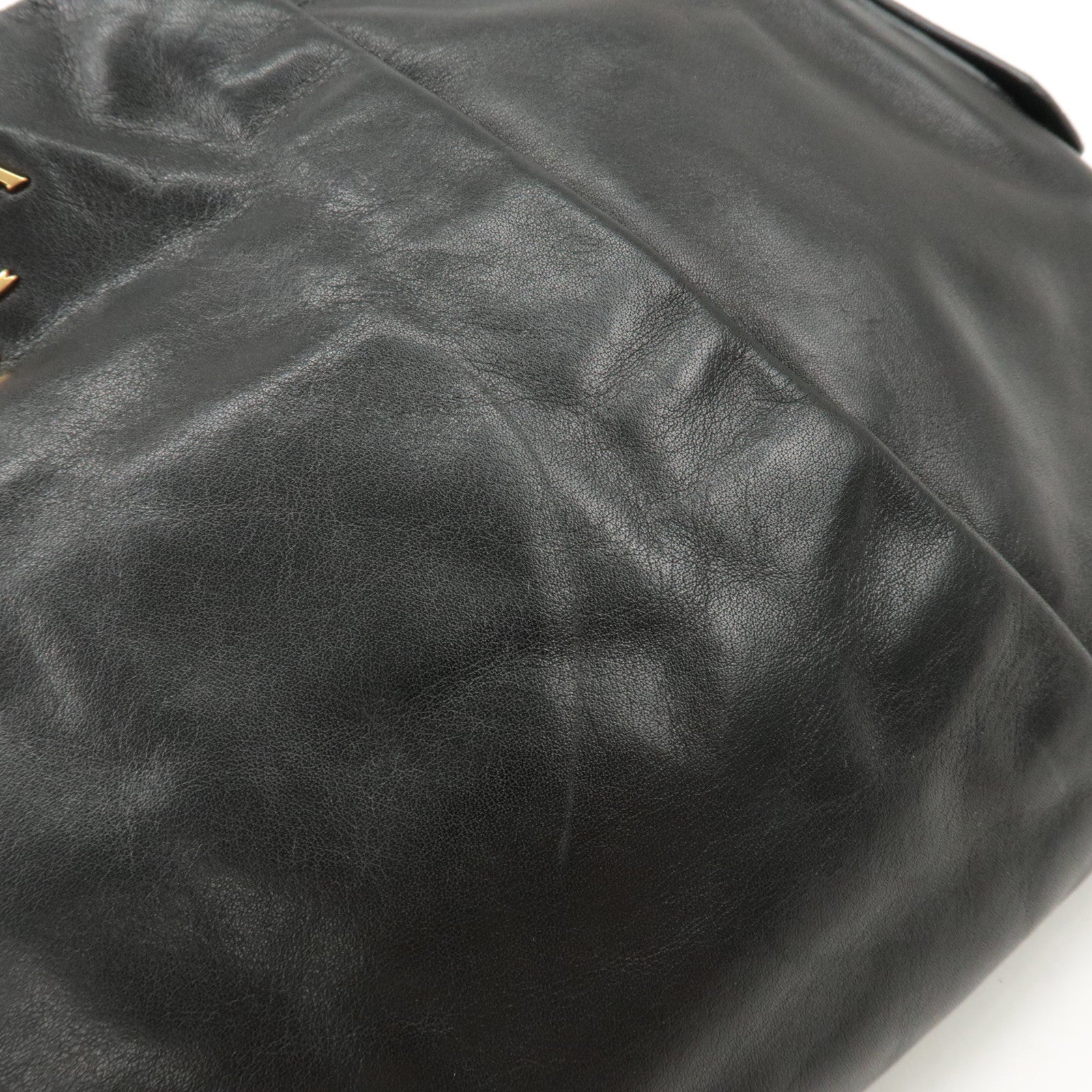 PRADA Logo Leather Shoulder Bag Hand Bag Black BR4930 Used