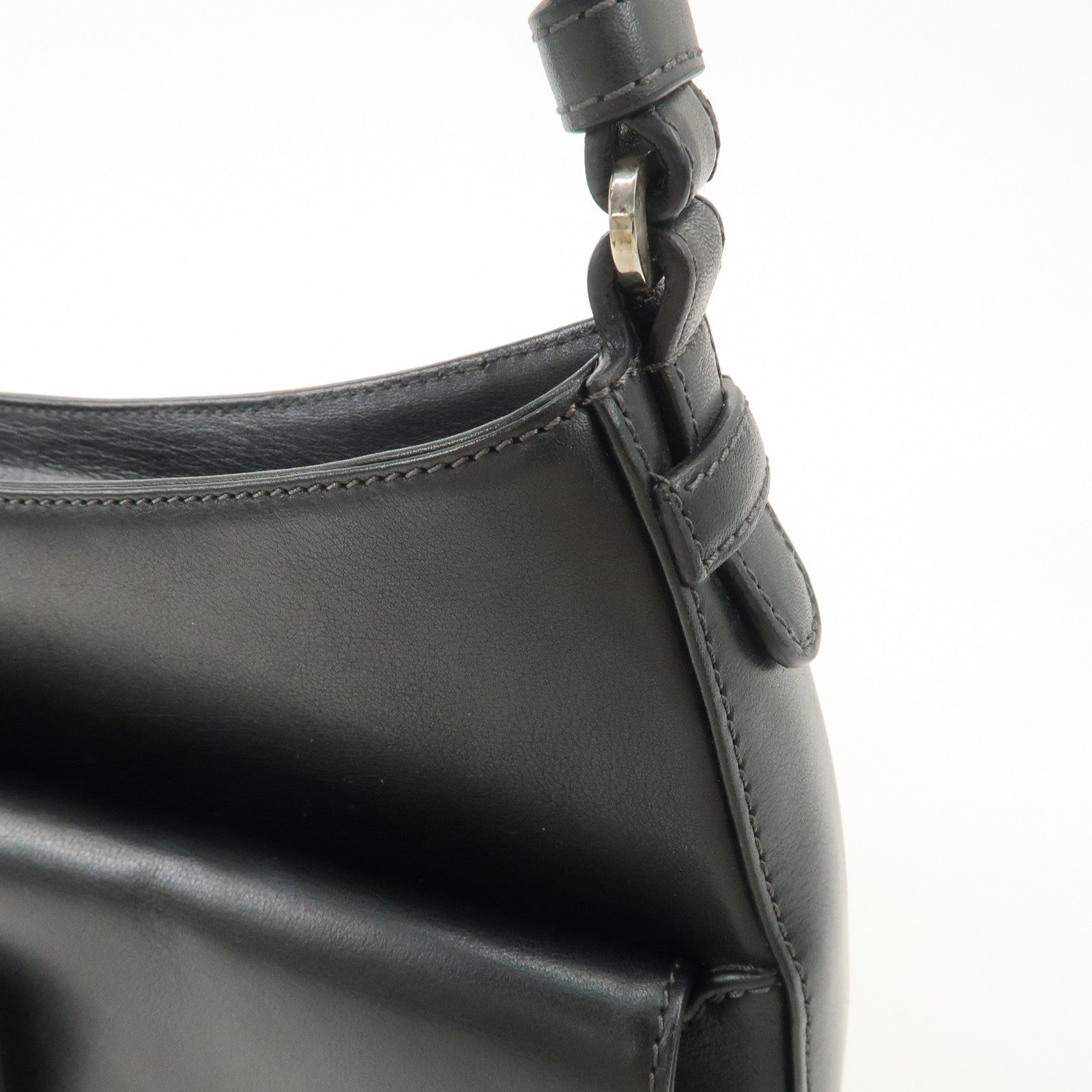 LOEWE Anagram Leather Shoulder Bag Hand Bag Black Used