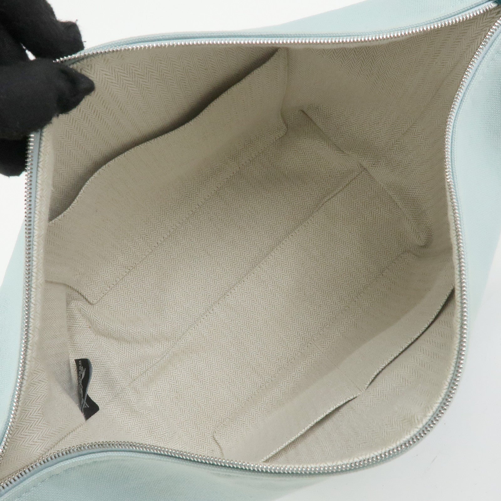 HERMES Bride A Brac GM Cotton Hand Bag Vanity Bag Light Blue