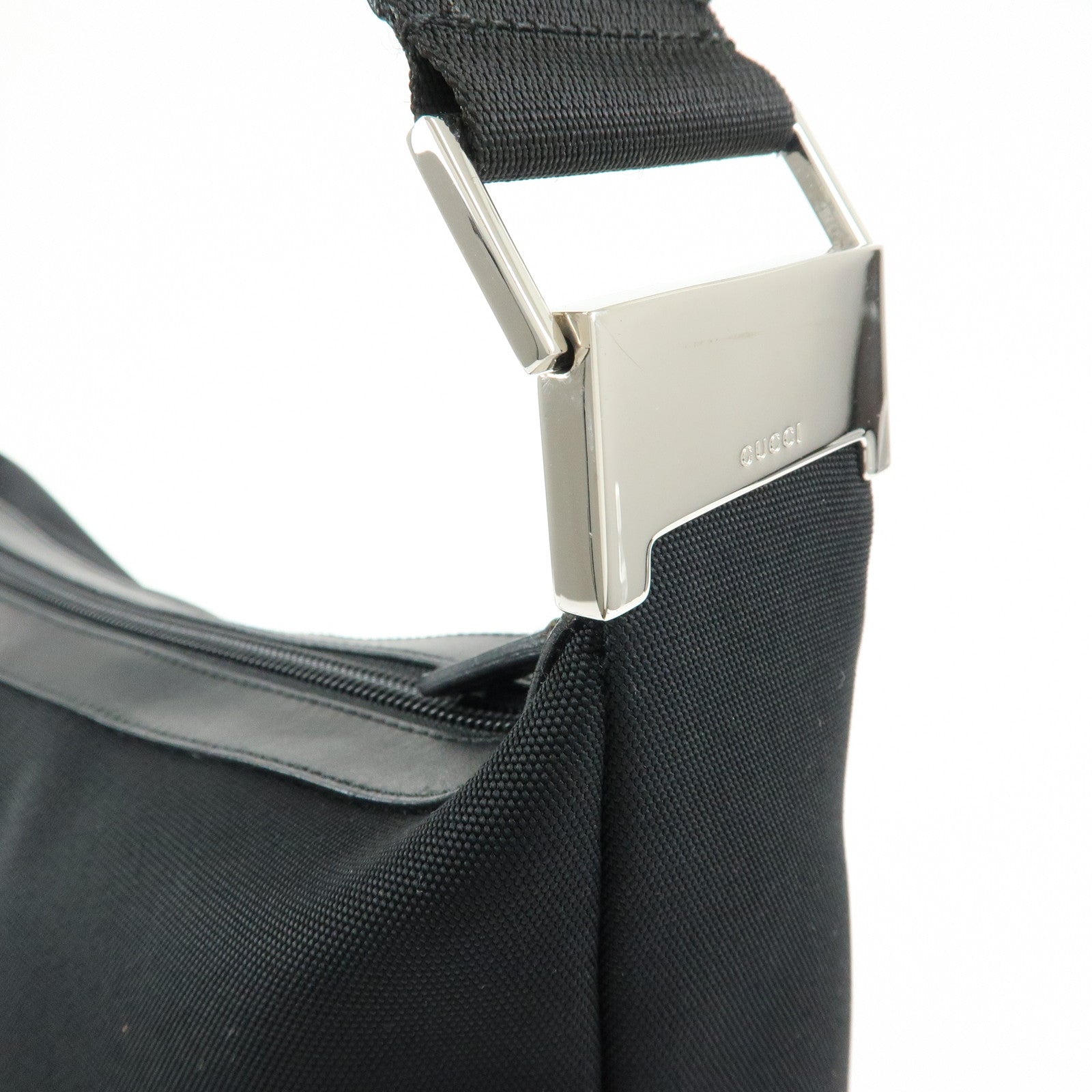 GUCCI Nylon Leather Shoulder Bag Crossbody Bag Black 34037