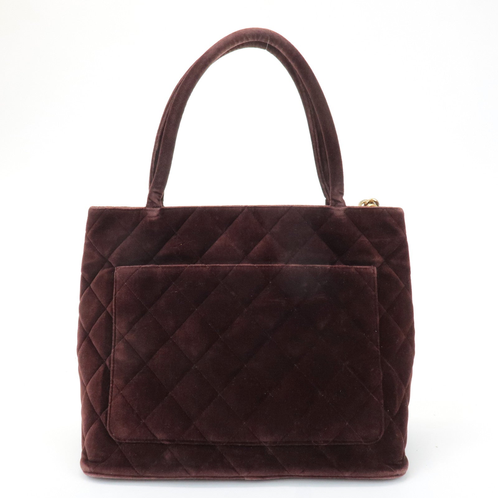 CHANEL Matelasse COCO Mark Velour Medalion Tote Bag Hand Bag A01804 Used