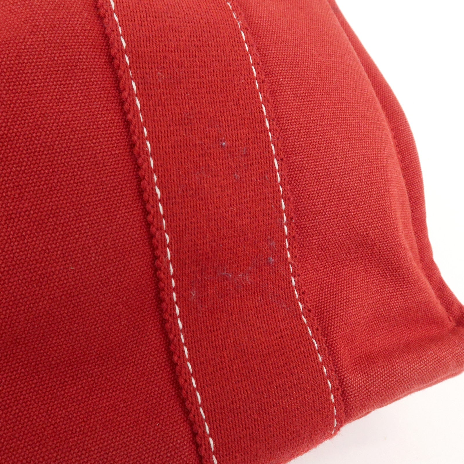 HERMES Deauville PM Canvas Tote Bag Hand Bag Red