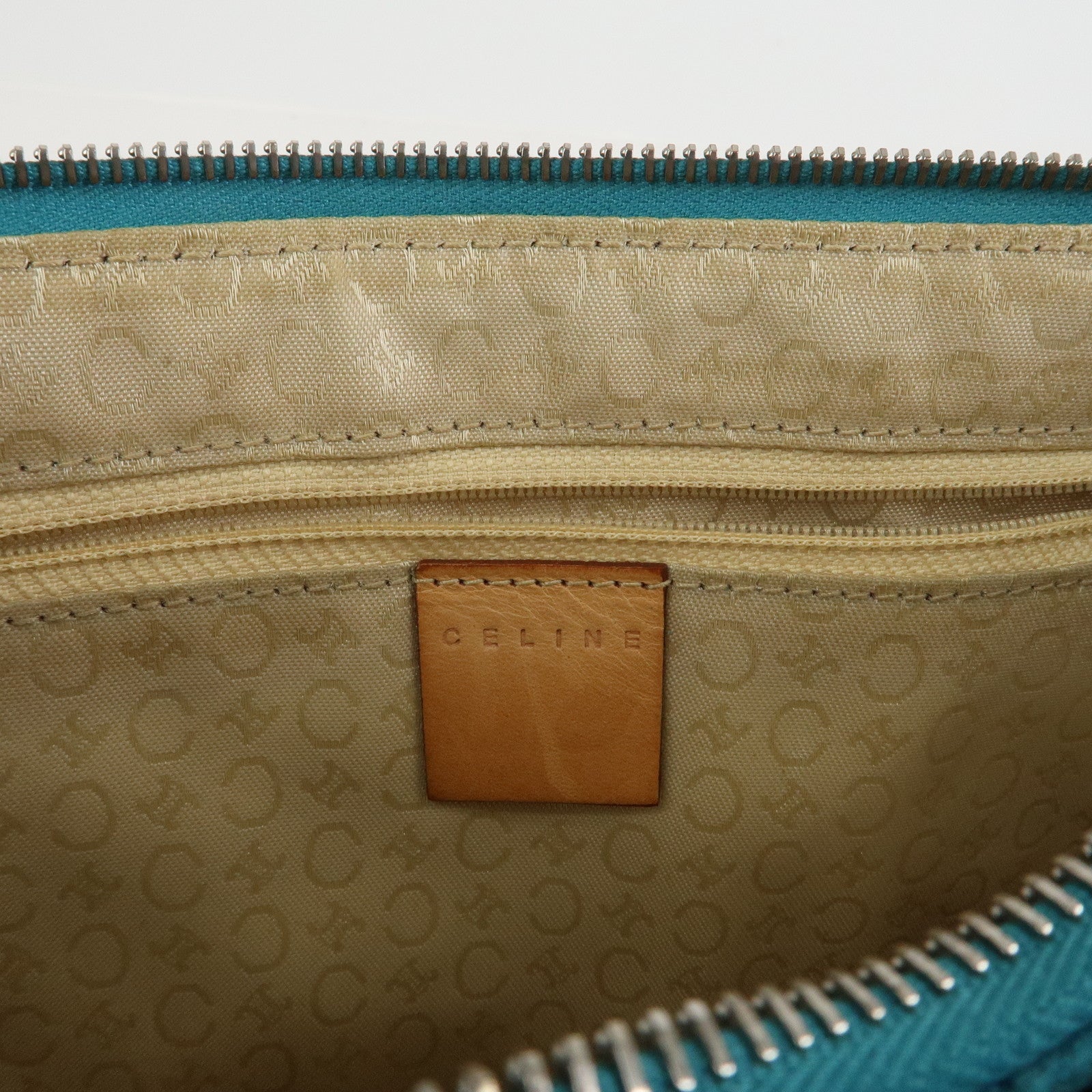 CELINE C Macadam Suede Leather Shoulder Bag Turquoise Blue