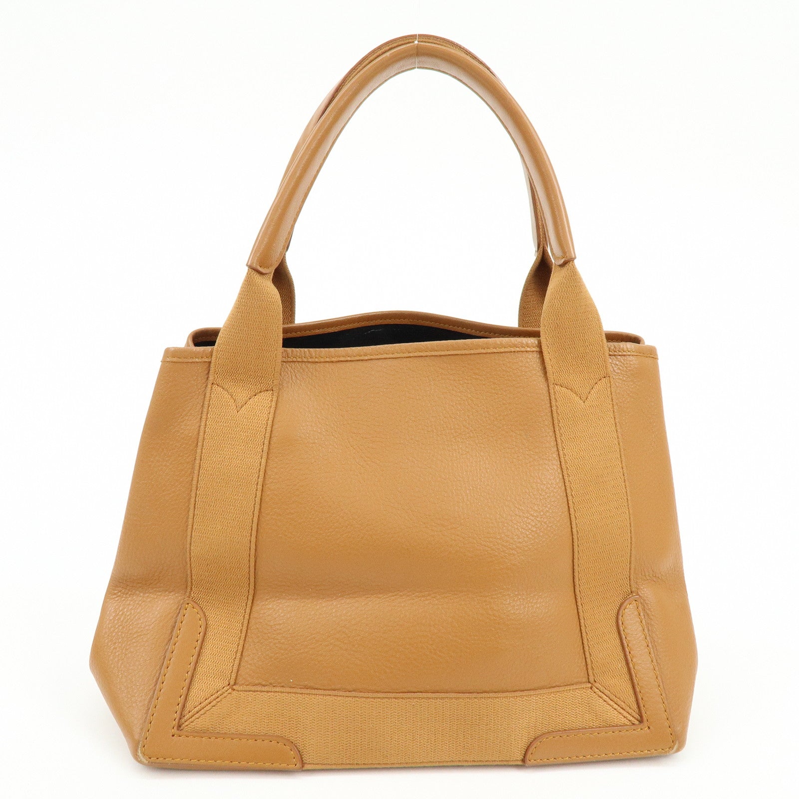 BALENCIAGA Navy Cabas Small Leather Tote Bag Hand Bag Brown 339933