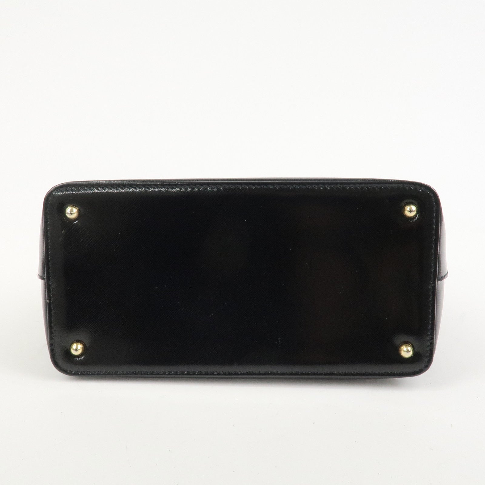 VERSACE Leather 2Way Hand Bag Shoulder Bag Black Gold