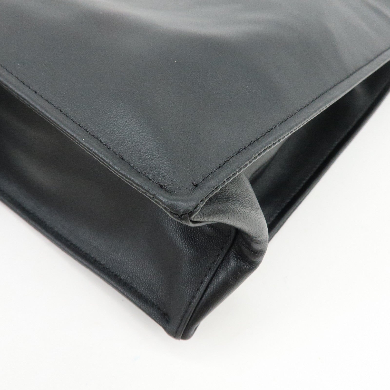 THE ROW To Go Tote Large Lamb Skin Leather Tote Shoulder Bag Black