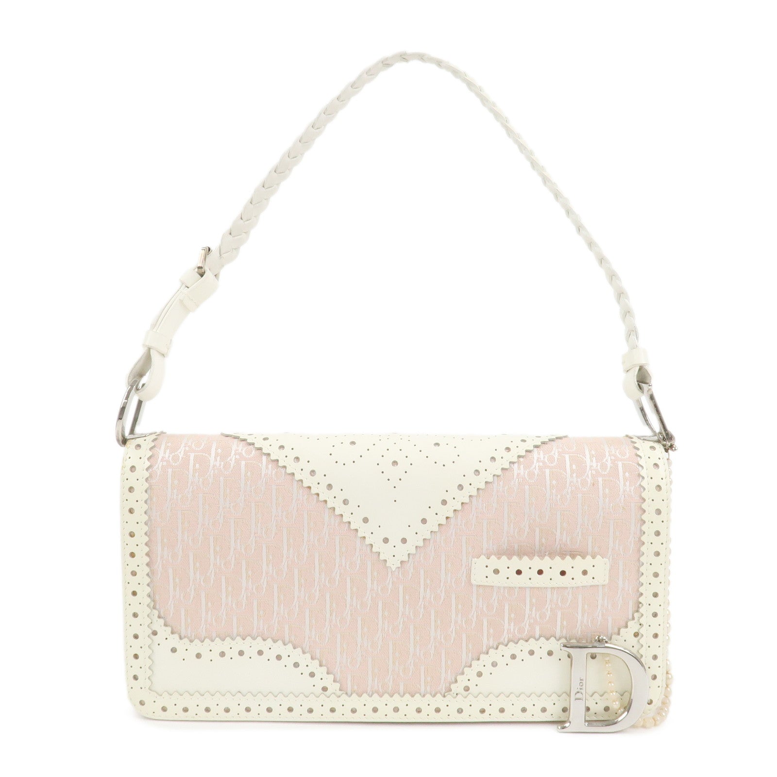 Christian Dior Trotter Canvas Leather Hand Bag Shoulder Bag Pink