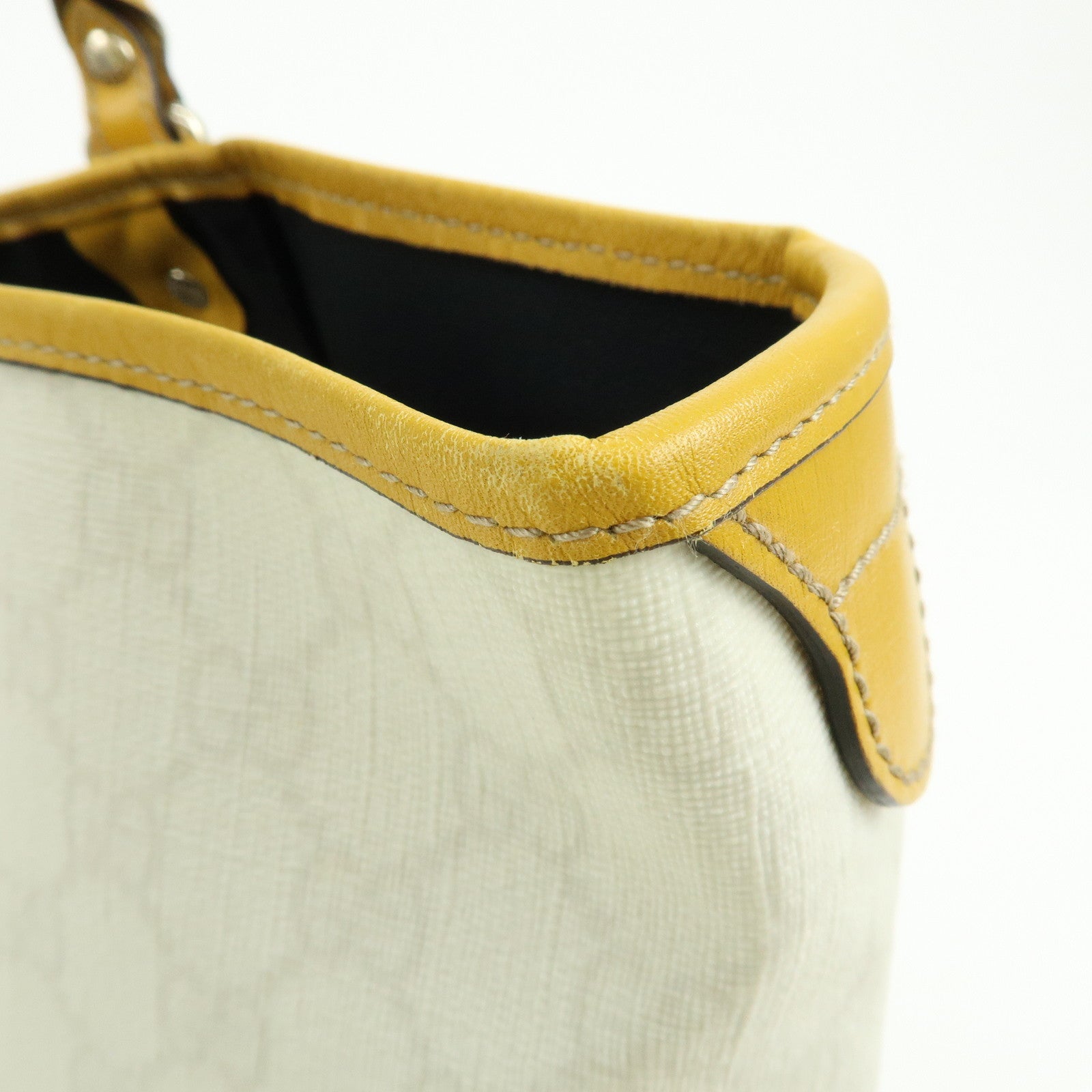 GUCCI GG Supreme Leather Tote Bag Hand Bag White Yellow 197954