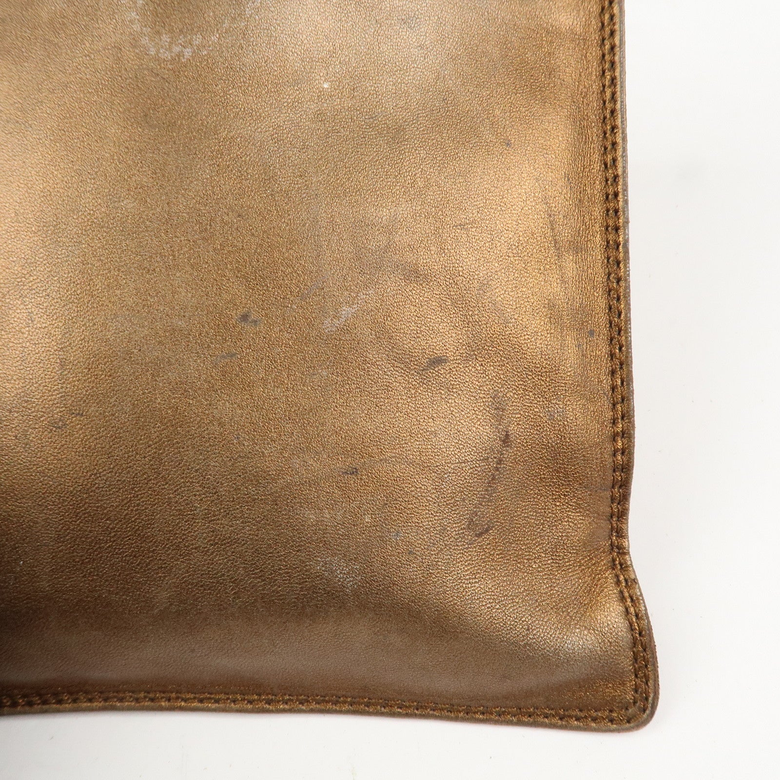 CHANEL Logo Leather Shoulder Bag Crossbody Bag Bronze