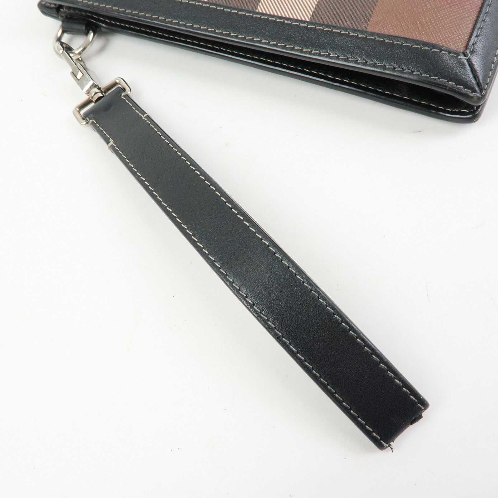BURBERRY PVC Clutch Bag Flat Pouch Hand Bag Brown Black Ivory