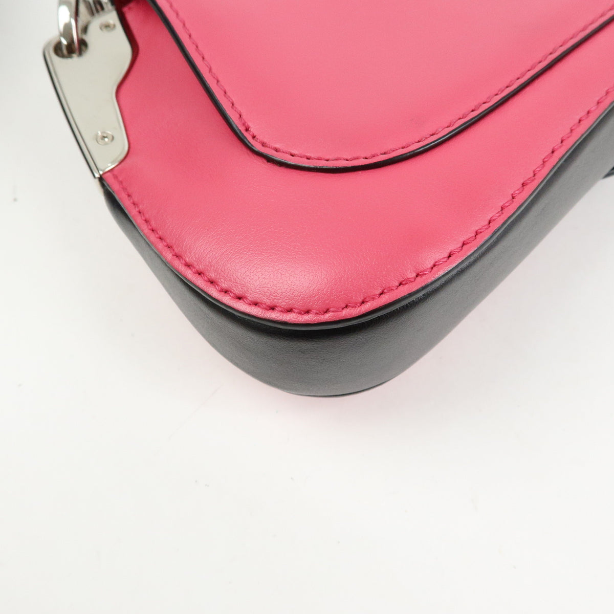 PRADA Sidonie Leather Chain Mini Shoulder Crossbody Bag Pink Black