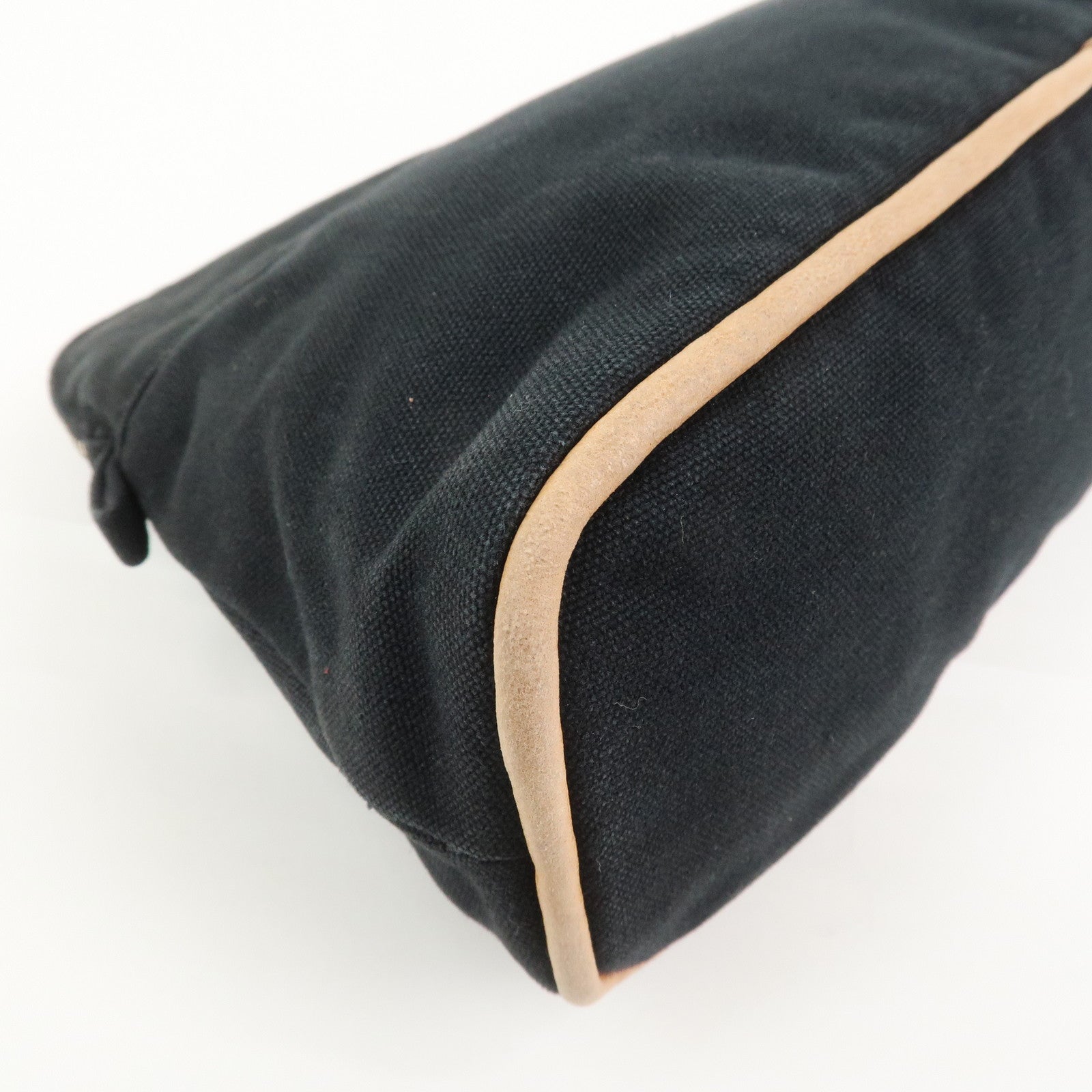 HERMES Canvas Leather Bolide Pouch MM Cosmetic Pouch Black