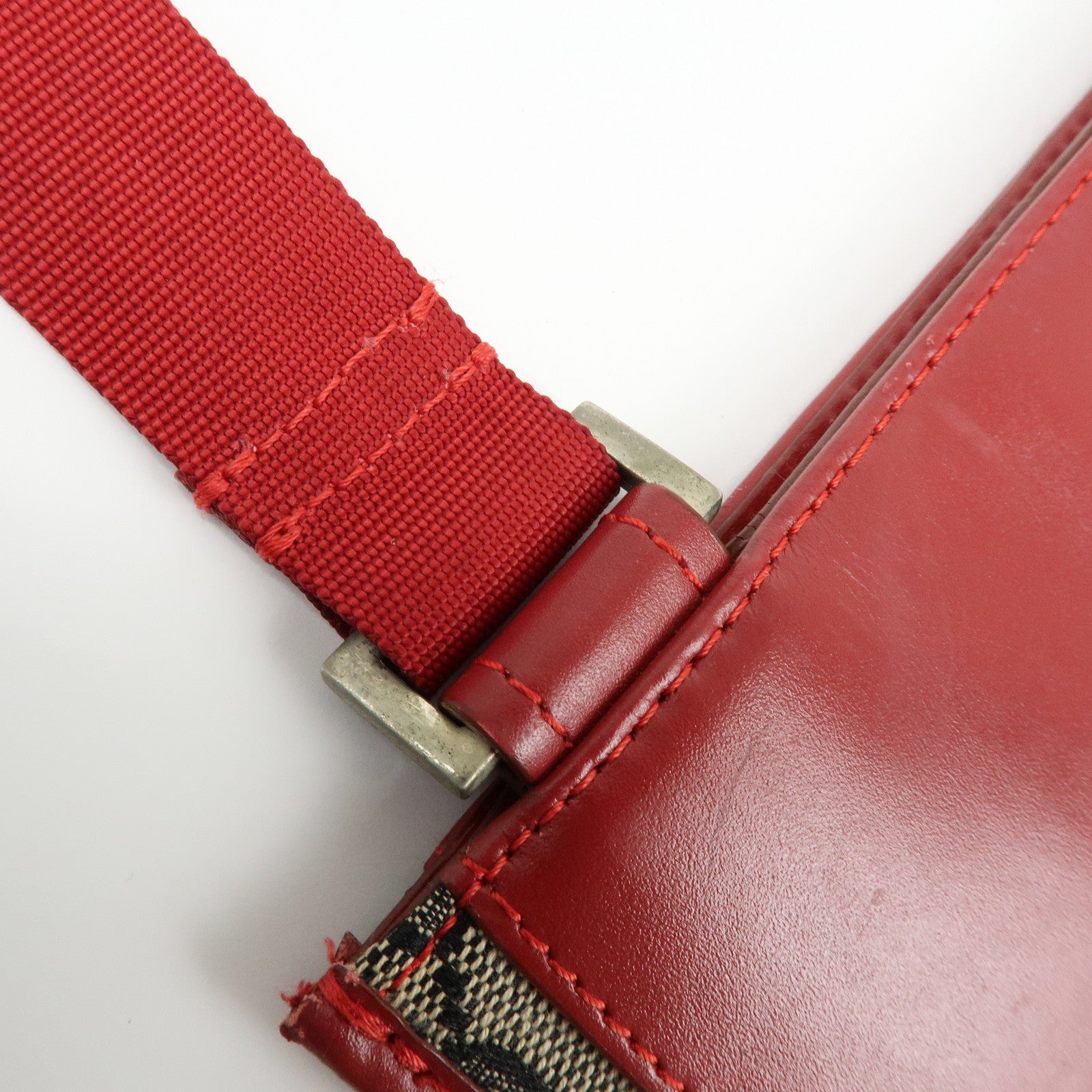 GUCCI GG Canvas Leather Shoulder Bag Beige Red 019・0348・200047